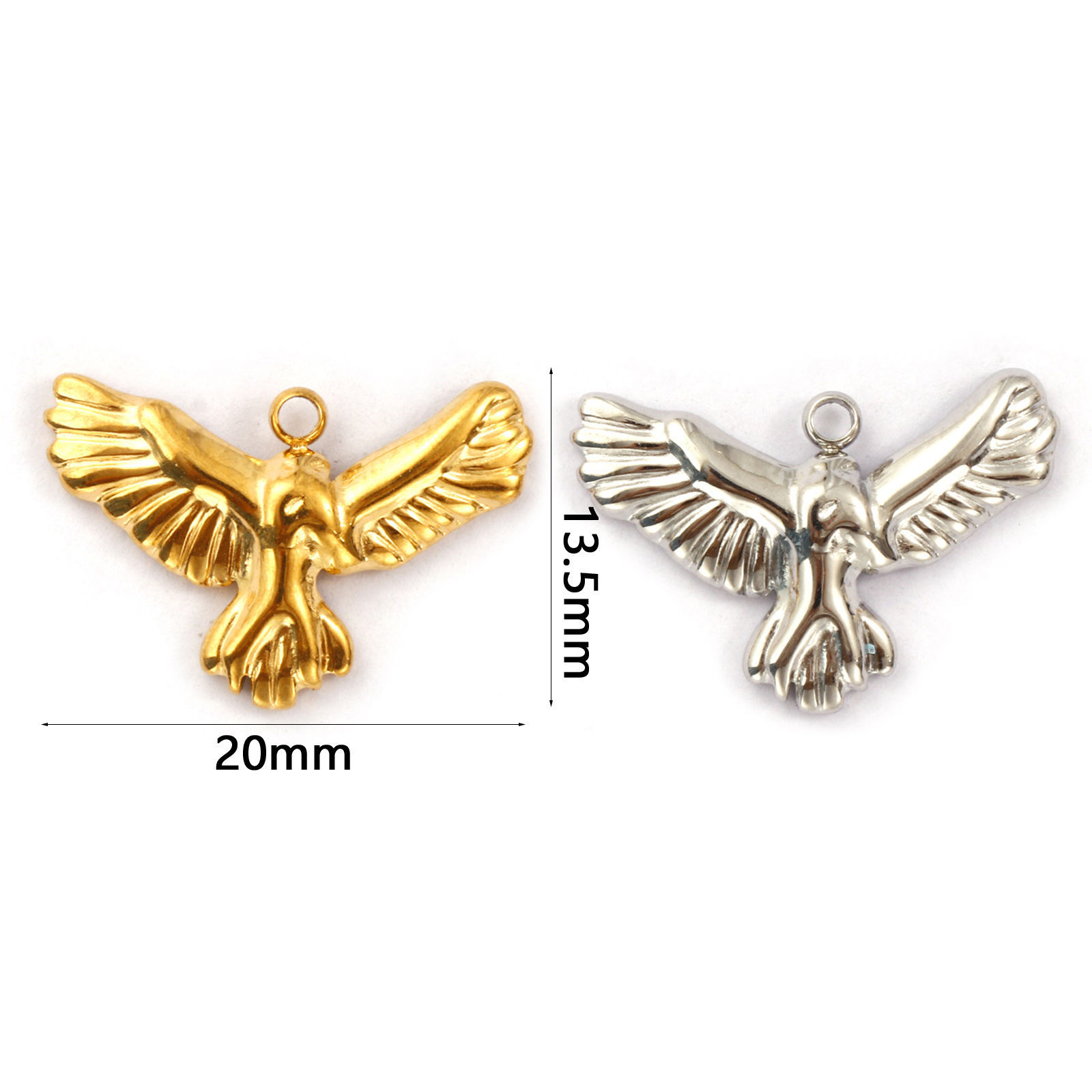 Picture of Eco-friendly PVD Vacuum Plating 304 Stainless Steel Charms Multicolor Eagle Animal 20mm x 13.5mm