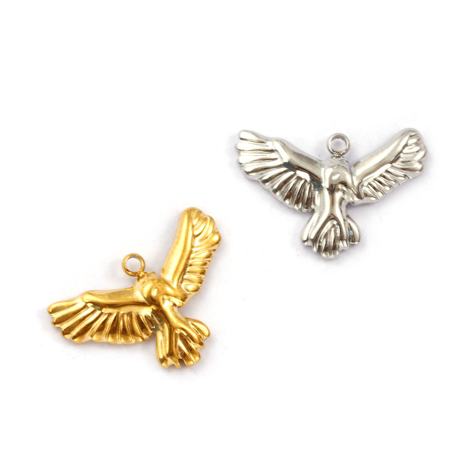 Picture of Eco-friendly PVD Vacuum Plating 304 Stainless Steel Charms Multicolor Eagle Animal 20mm x 13.5mm