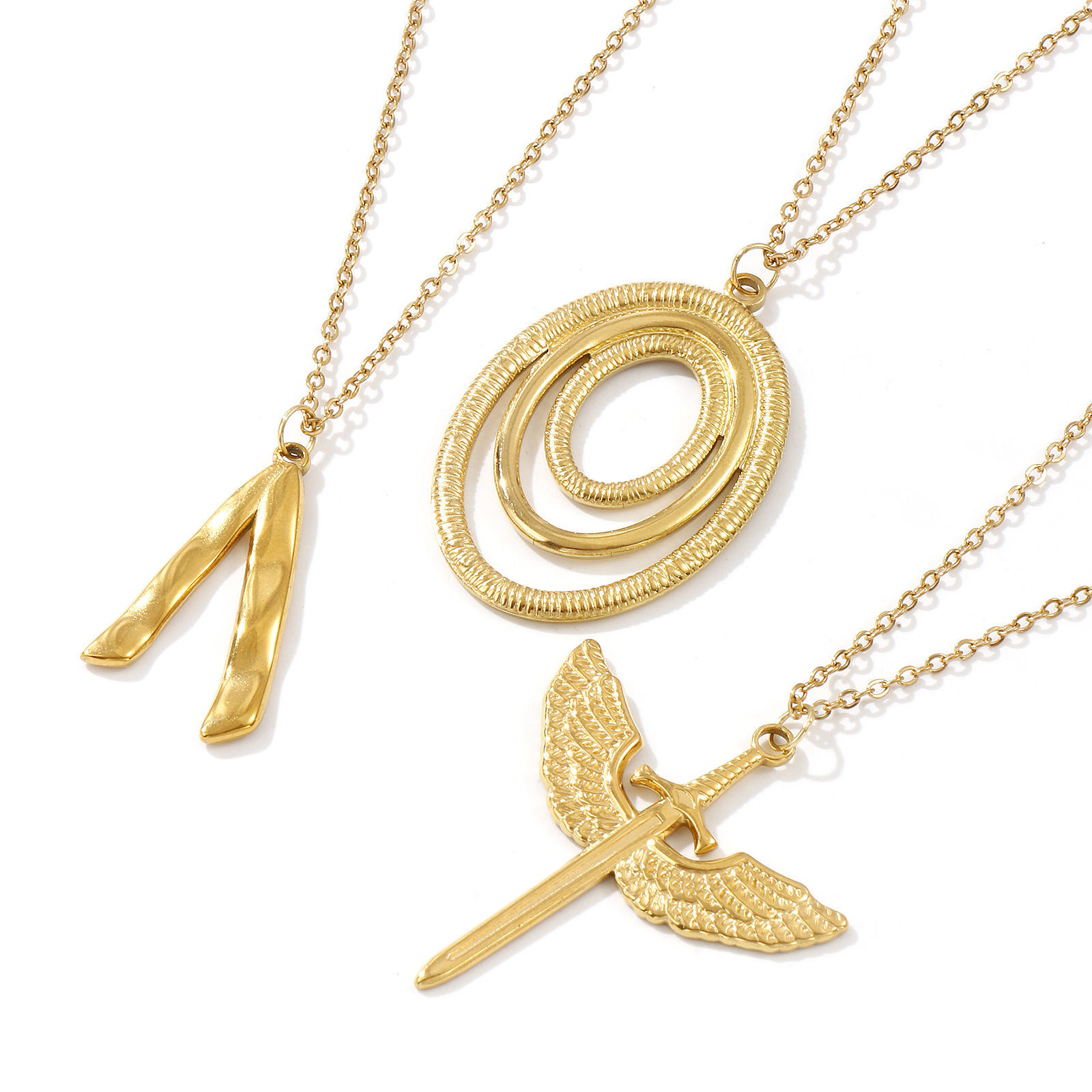 Bild von 18K Echtgold plattiert Kreuz Gliederketten Anhänger Halskette, 304 Edelstahl 45cm + 5cm, Für Frauen, Galaxis Stilvoll Geschenk, Umweltfreundliche PVD-Vakuumbeschichtung