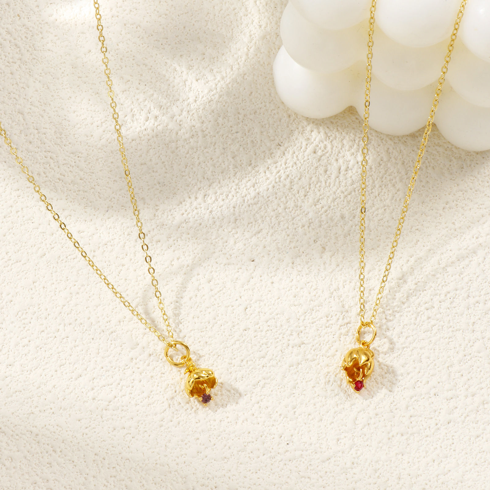 Изображение 18K Real Gold Plated Link Cable Chain Flower Pendant Charm Necklace, Brass & Cubic Zirconia 46cm(18.1") + 6cm(2.4"), For Women, Birthstone Elegant Gift, Eco-friendly