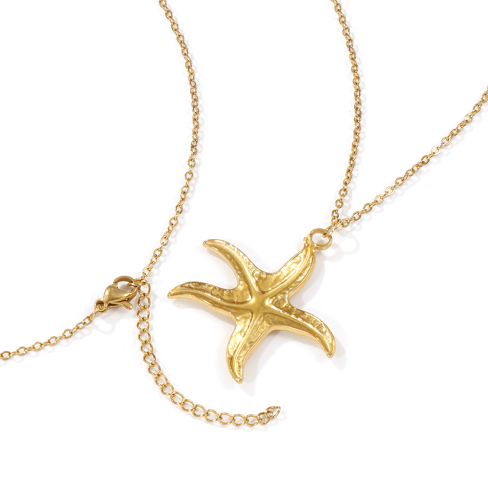 Picture of 18K Real Gold Plated Link Cable Chain Pendant Charm Necklace, 304 Stainless Steel 45cm(17.7") + 5cm(2"), For Women, Ocean Jewelry Stylish Gift, Eco-friendly PVD Vacuum Plating