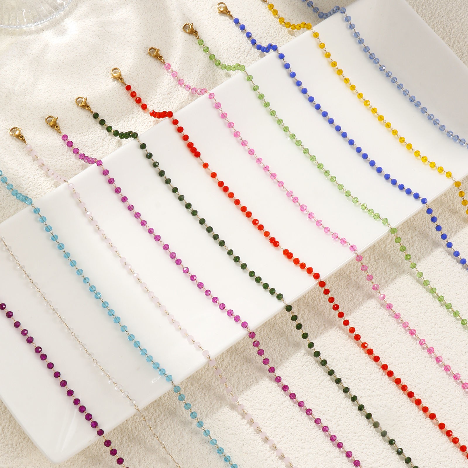 Изображение 1 ШТ 18K позолоченный Цепочка из бисера Ожерелья, 304 Нержавеющая Сталь & Железо 38см + 5см, Для женщин, Камень рождения Простой подарок, Экологичное вакуумное PVD-покрытие