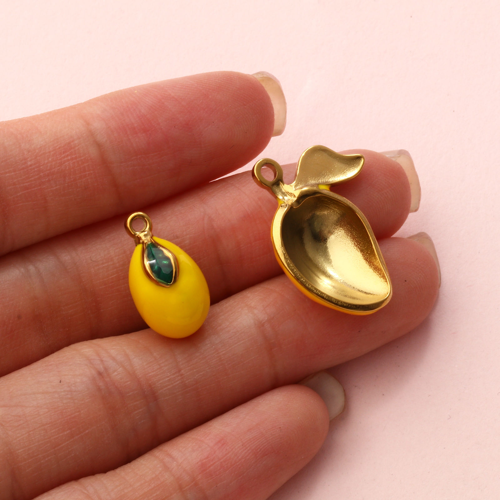Bild von Umweltfreundliche PVD-Vakuumbeschichtung 304 Edelstahl Charms 18K Echtgold plattiert Emaille