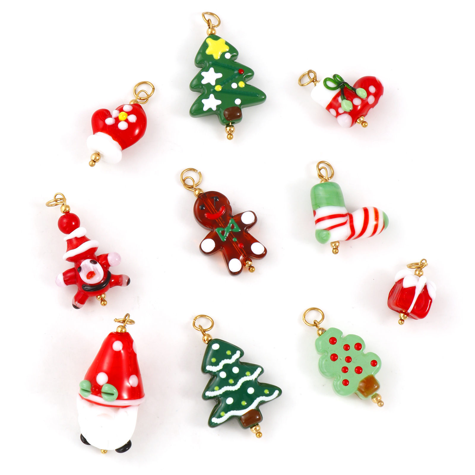 Bild von Umweltfreundliche PVD-Vakuumbeschichtung 304 Edelstahl & Harz Weihnachten Charms 18K Vergoldet