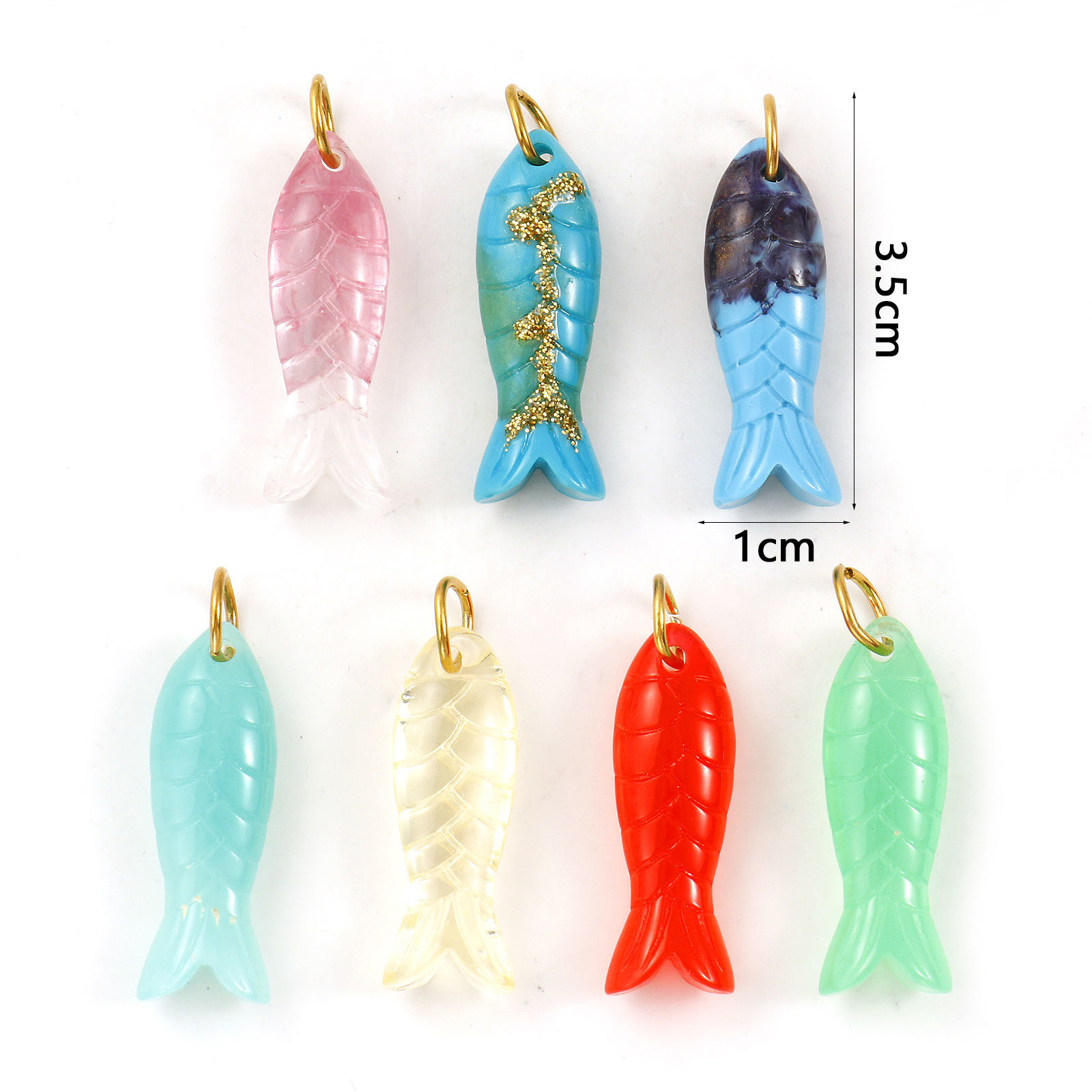 Bild von Umweltfreundliche PVD-Vakuumbeschichtung 304 Edelstahl & Harz Ozean Schmuck Anhänger 18K Echtgold plattiert Fisch 3D 3.5cm x 1cm