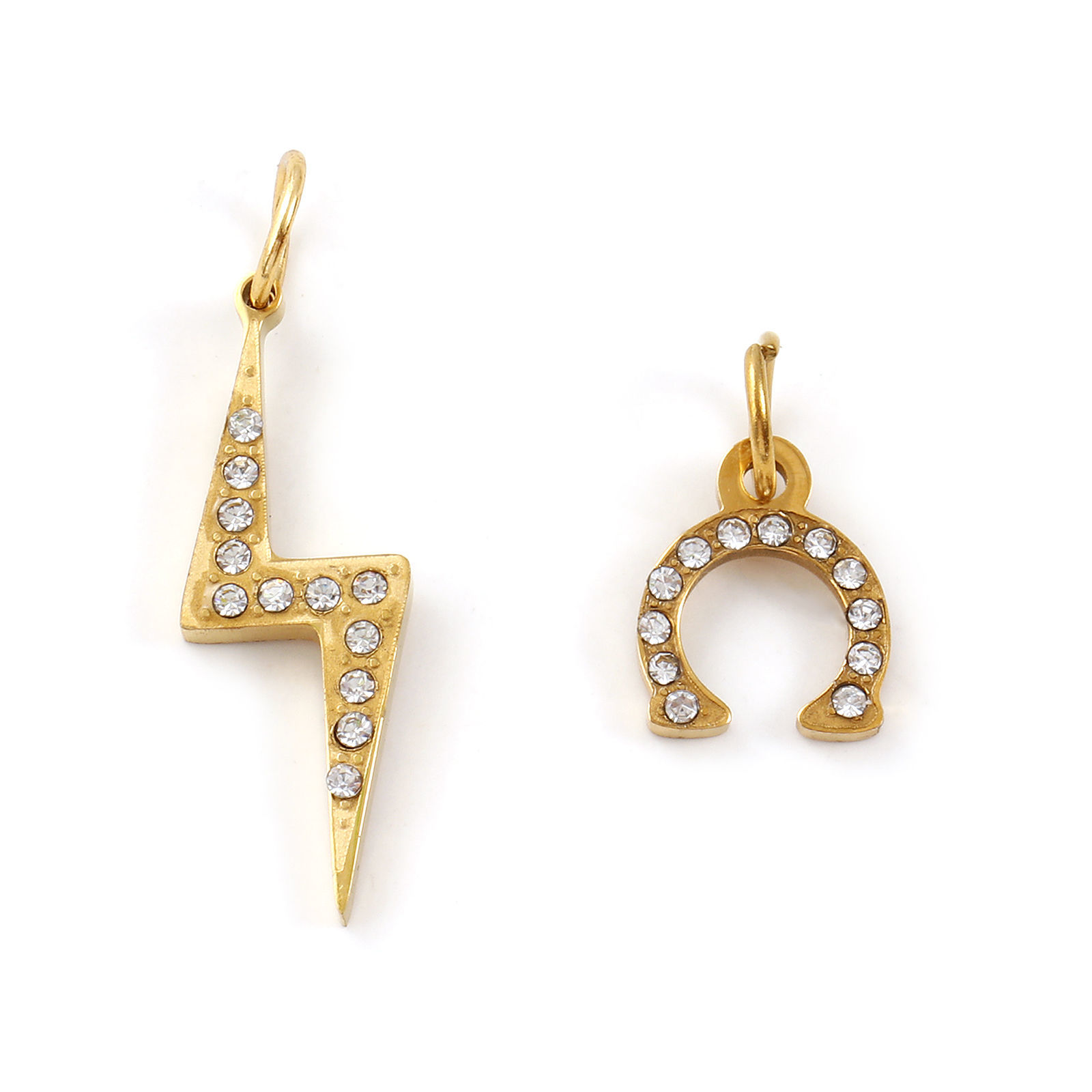 Bild von Umweltfreundliche PVD-Vakuumbeschichtung 304 Edelstahl Charms 18K Echtgold plattiert Klar Zirkonia