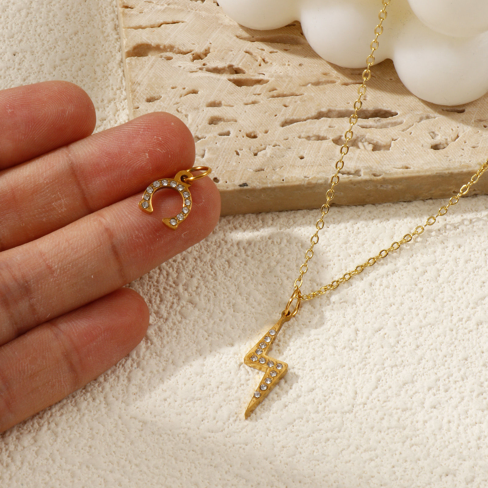 Bild von Umweltfreundliche PVD-Vakuumbeschichtung 304 Edelstahl Charms 18K Echtgold plattiert Klar Zirkonia