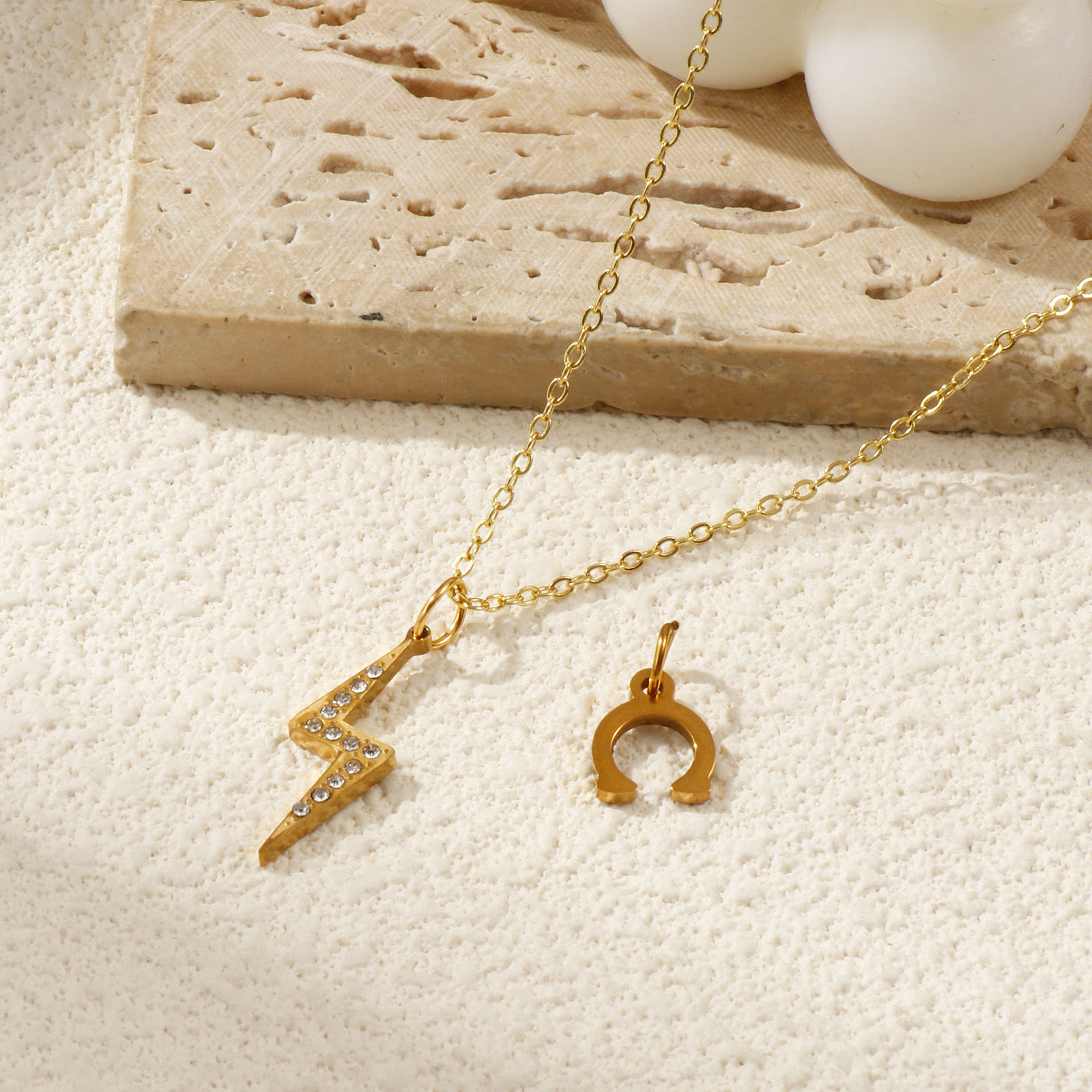 Bild von Umweltfreundliche PVD-Vakuumbeschichtung 304 Edelstahl Charms 18K Echtgold plattiert Klar Zirkonia