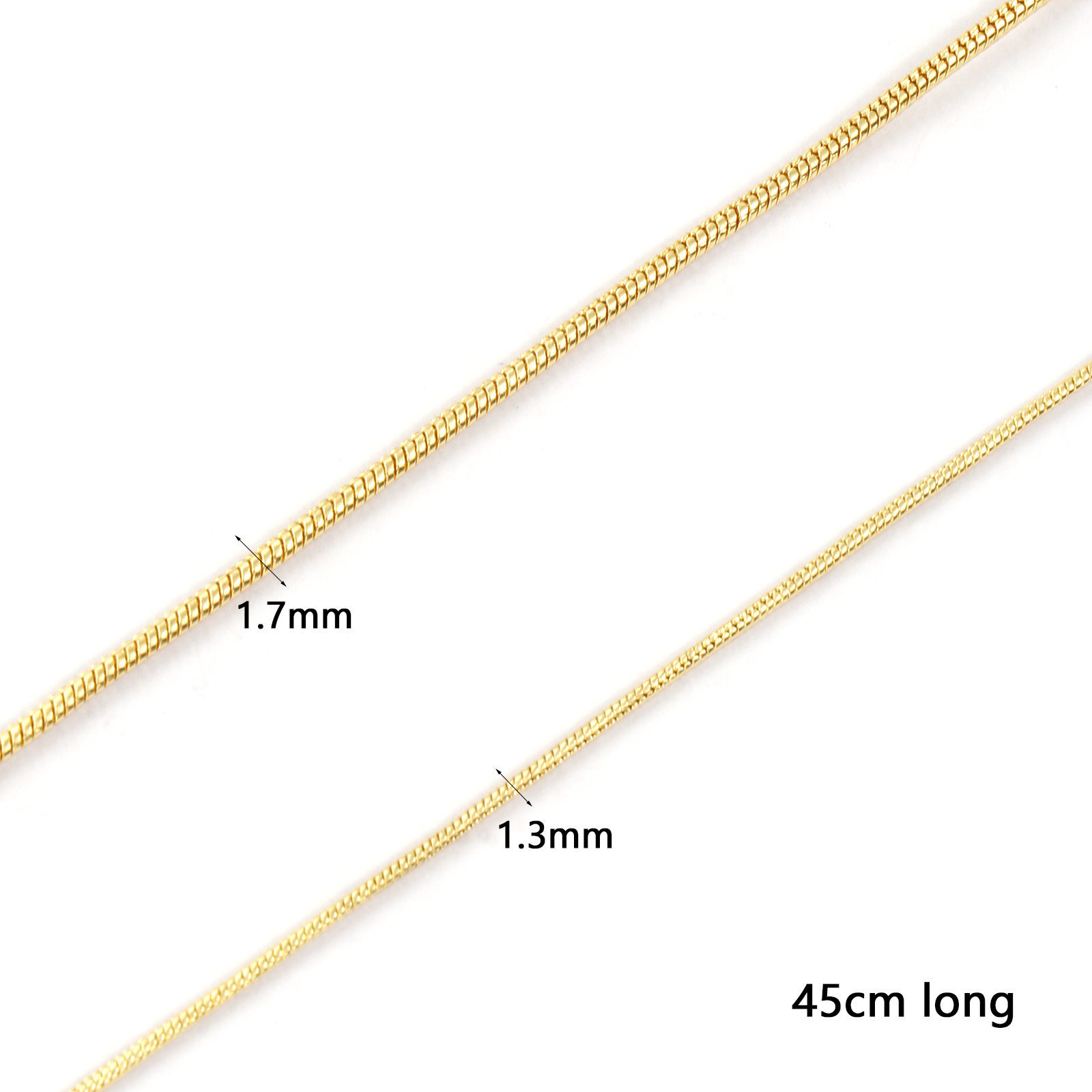 Picture of Brass Exquisite Snake Chain Necklace 18K Gold Plated 45cm(17.7") + 5cm(2") long