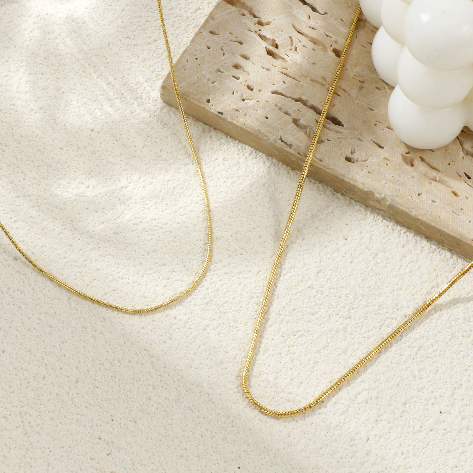 Picture of Brass Exquisite Snake Chain Necklace 18K Gold Plated 45cm(17.7") + 5cm(2") long