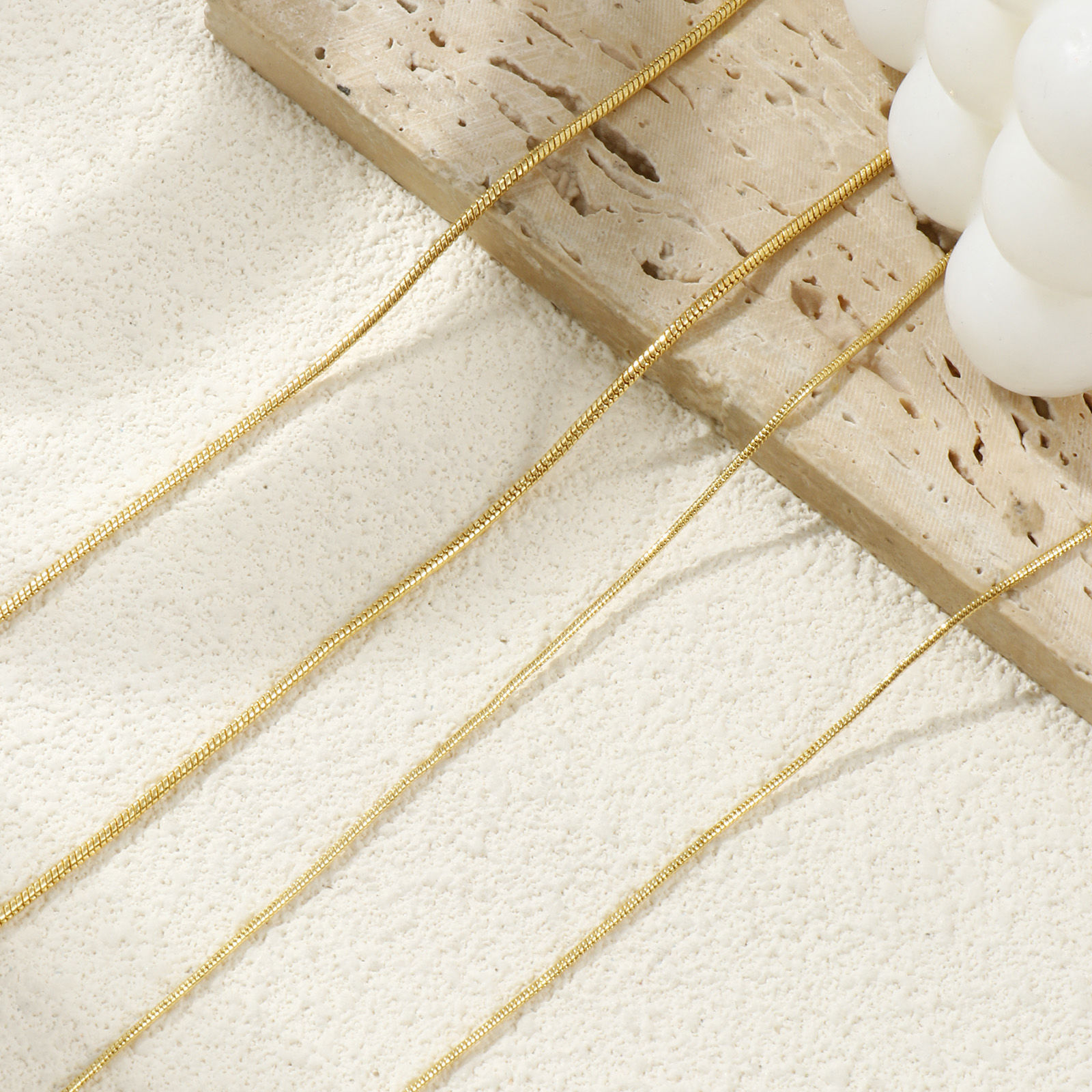 Picture of Brass Exquisite Snake Chain Necklace 18K Gold Plated 45cm(17.7") + 5cm(2") long