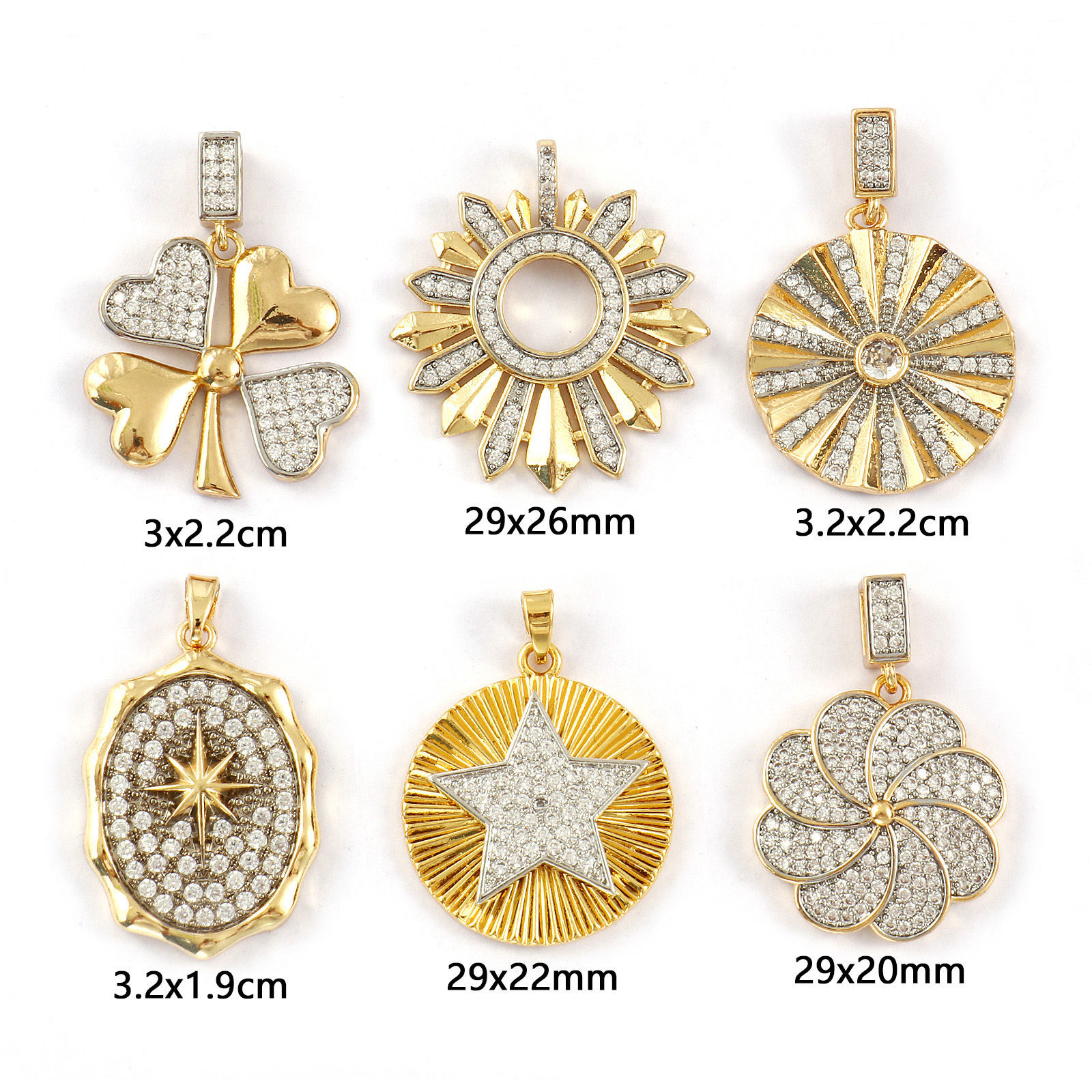 Image de 1 Pièce Breloques en Laiton Plaqué Or 18K & Plaqué Platine Deux Couleurs à Zircone Cubique Clair