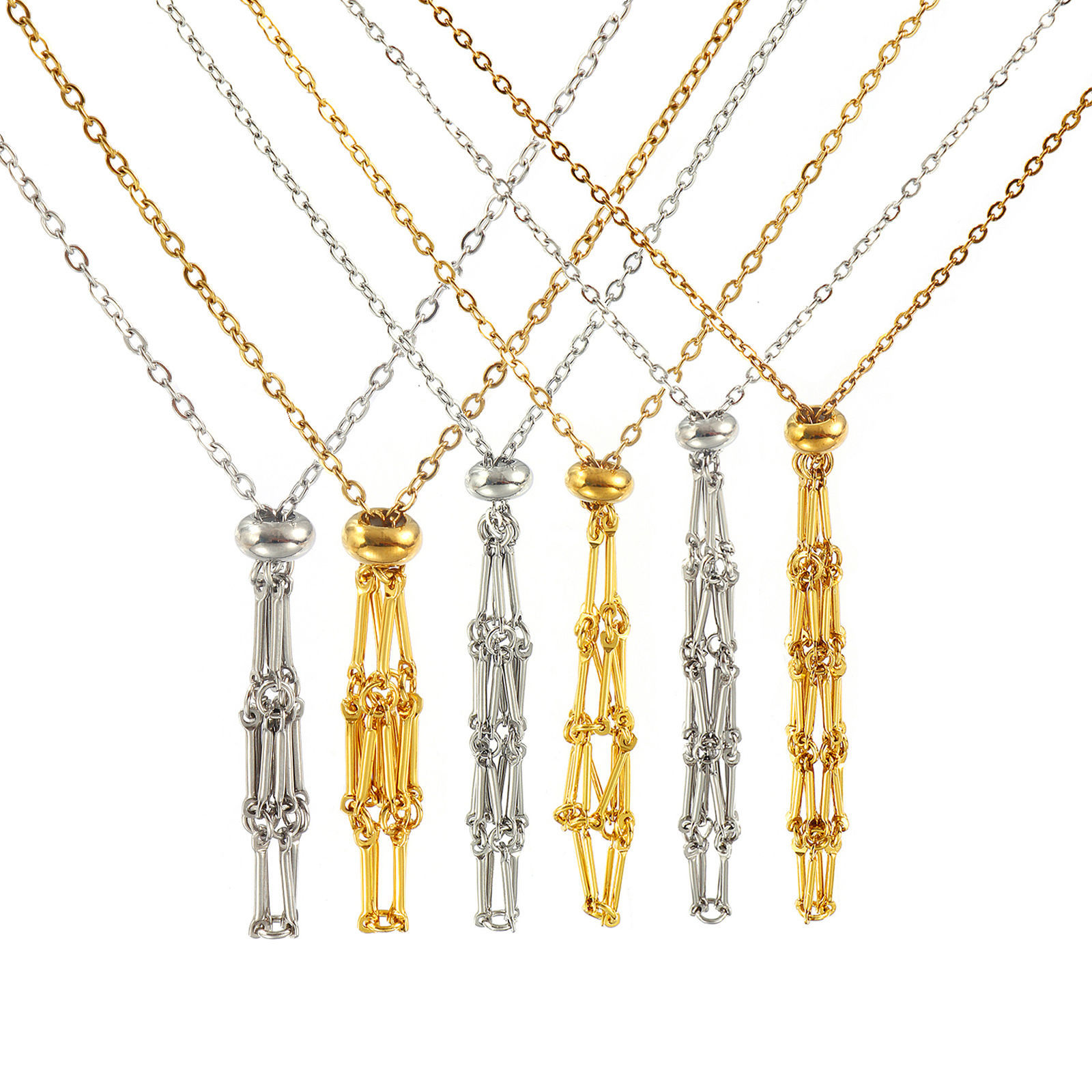 Picture of Link Cable Chain Empty Stone Holder Cage Necklace, 304 Stainless Steel For Women, Adjustable, Exquisite Stylish Gift, Eco-friendly