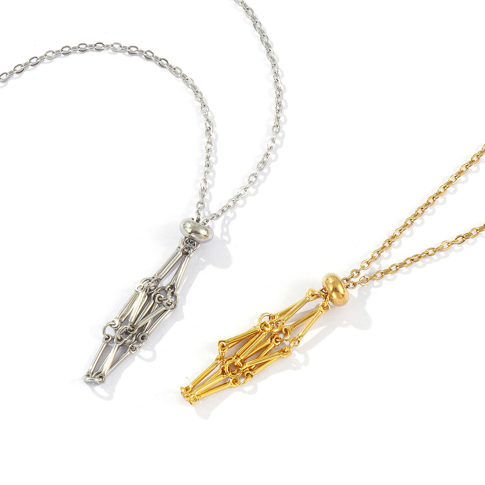 Picture of Link Cable Chain Empty Stone Holder Cage Necklace, 304 Stainless Steel For Women, Adjustable, Exquisite Stylish Gift, Eco-friendly