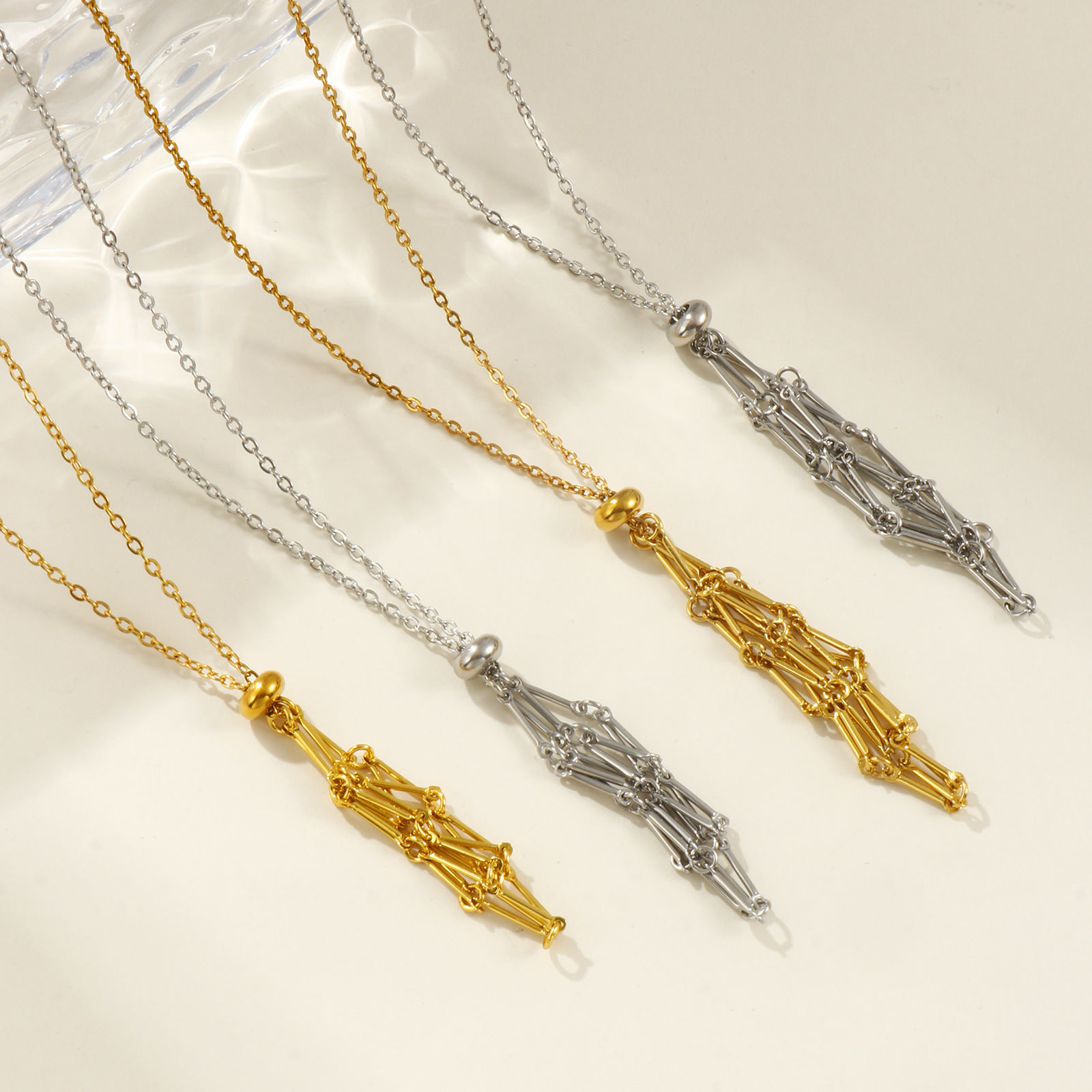 Picture of Link Cable Chain Empty Stone Holder Cage Necklace, 304 Stainless Steel For Women, Adjustable, Exquisite Stylish Gift, Eco-friendly