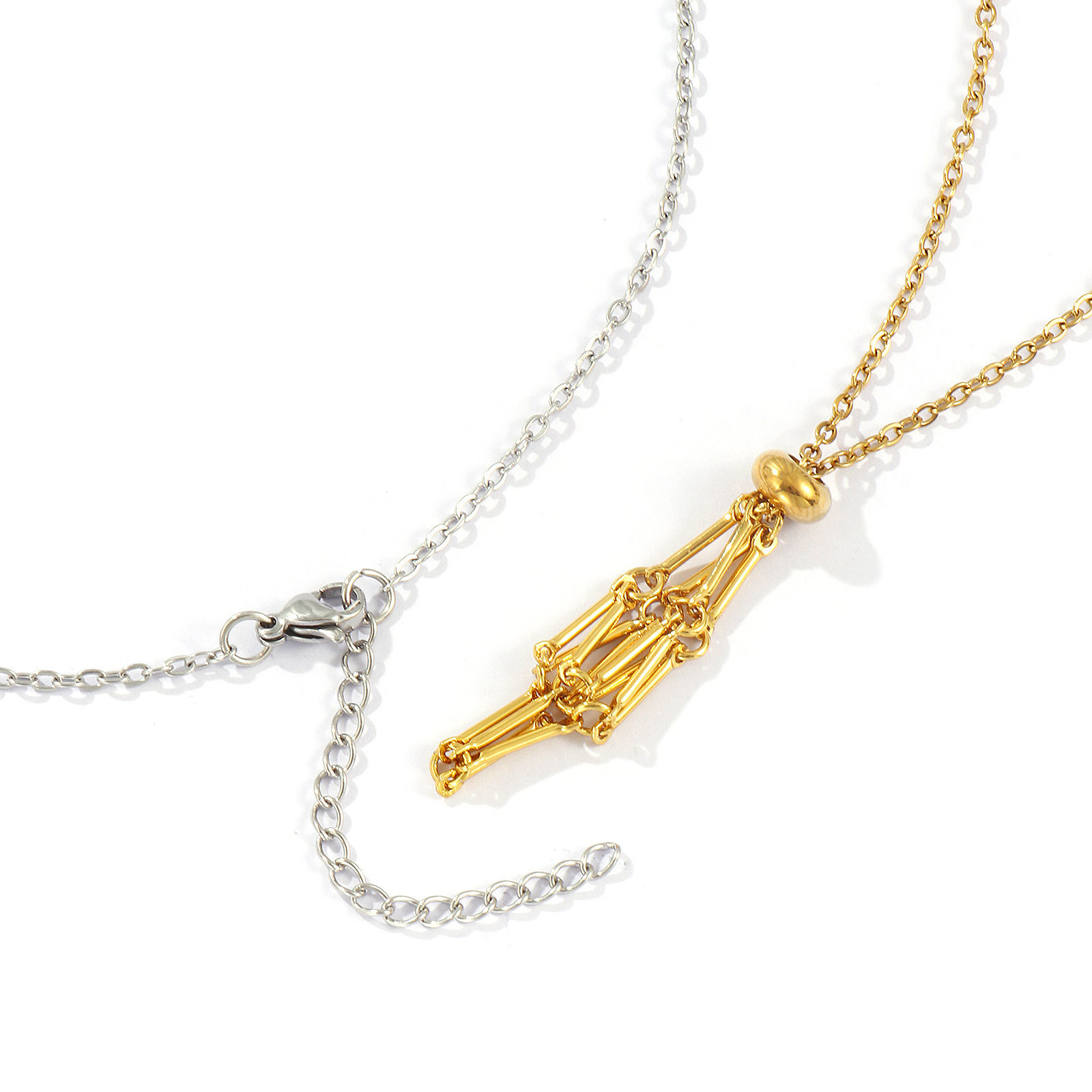 Picture of Link Cable Chain Empty Stone Holder Cage Necklace, 304 Stainless Steel For Women, Adjustable, Exquisite Stylish Gift, Eco-friendly