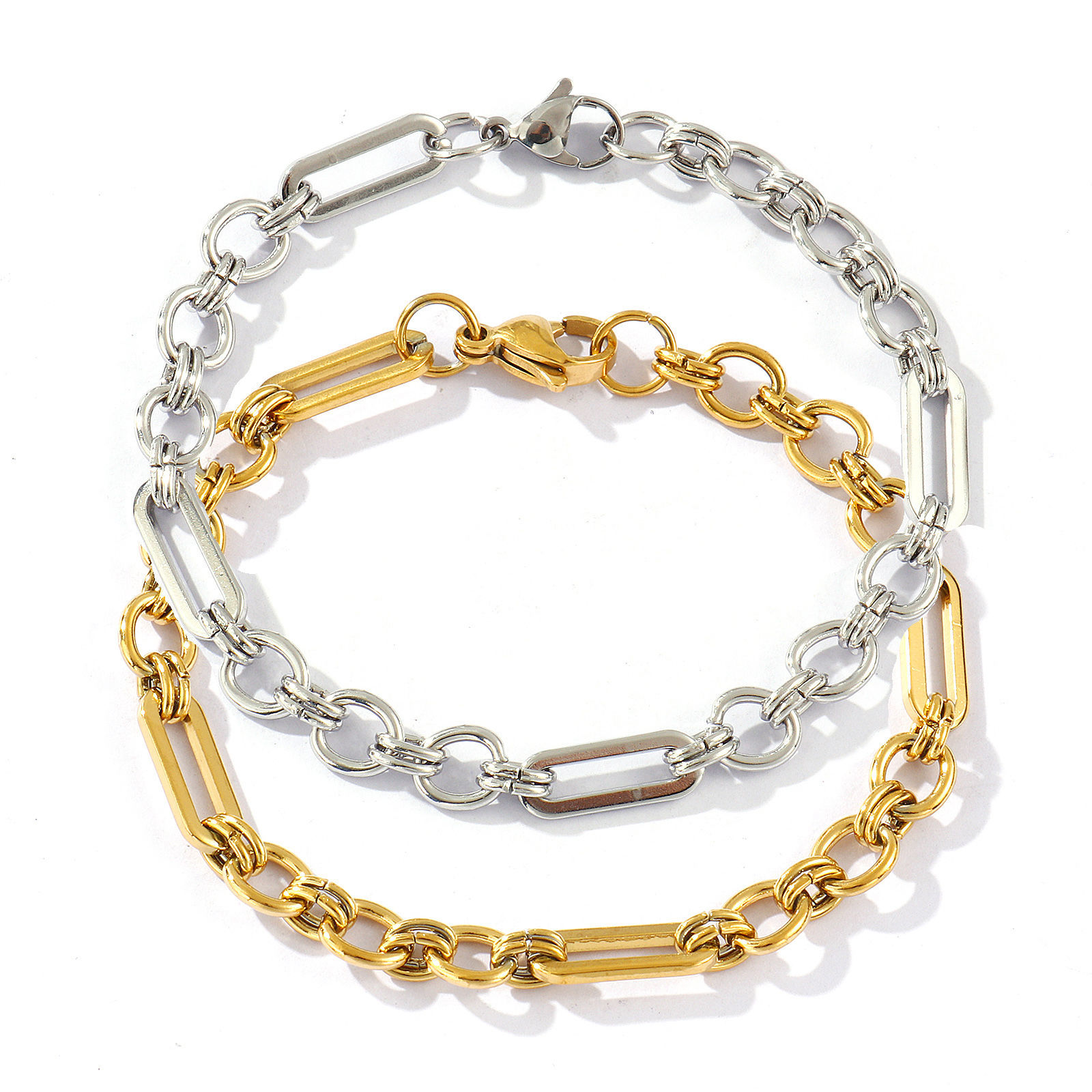 Imagen de 1 Piece Eco-friendly Dainty Exquisite Multicolor 304 Stainless Steel Handmade Link Chain Bracelets For Women Gift 18cm(7.1") long