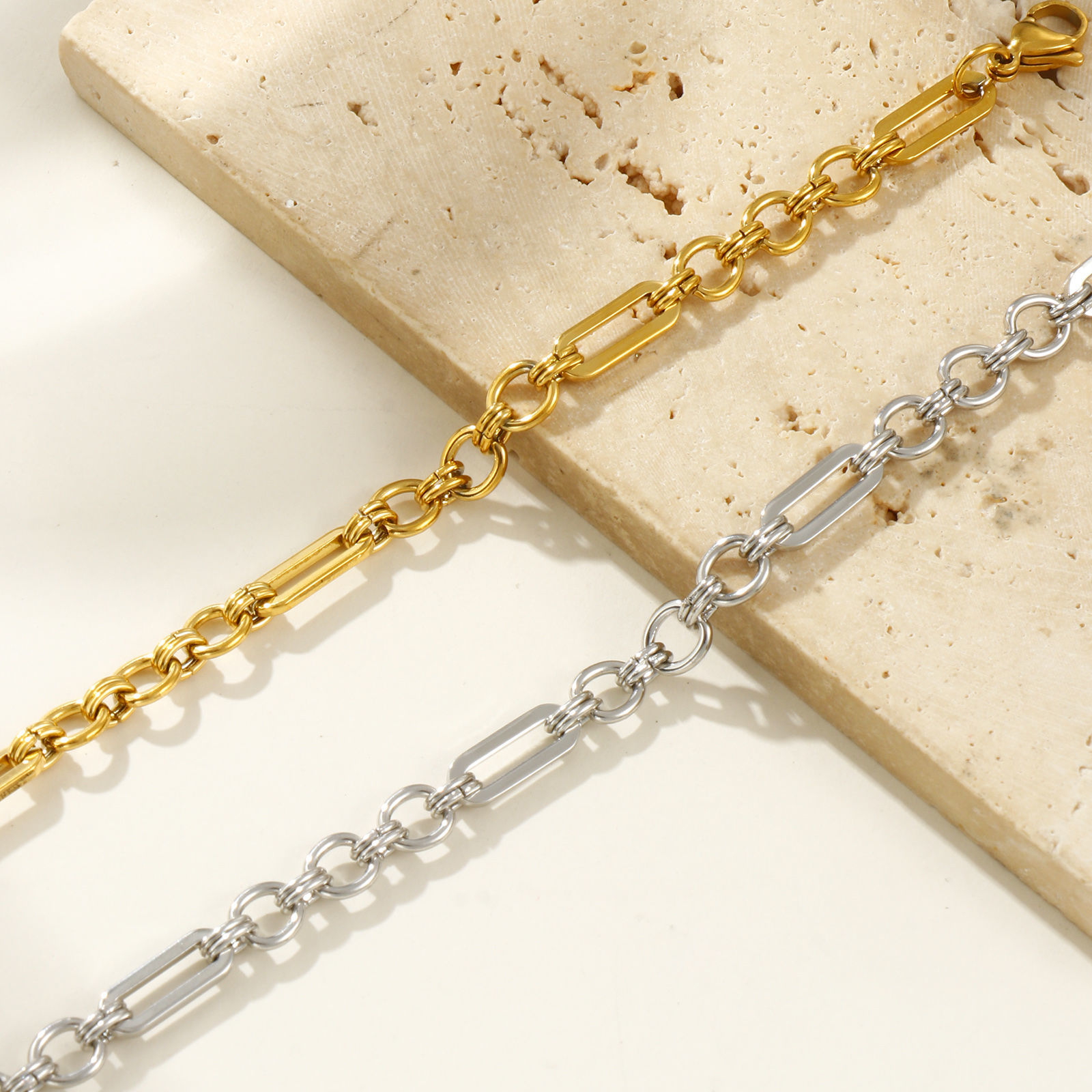 Imagen de 1 Piece Eco-friendly Dainty Exquisite Multicolor 304 Stainless Steel Handmade Link Chain Bracelets For Women Gift 18cm(7.1") long