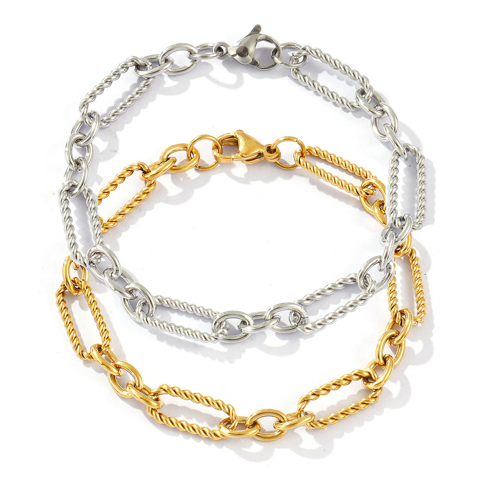 Picture of Eco-friendly Dainty Exquisite Multicolor 304 Stainless Steel Handmade Link Chain Bracelets For Women Gift 19cm(7.5") long