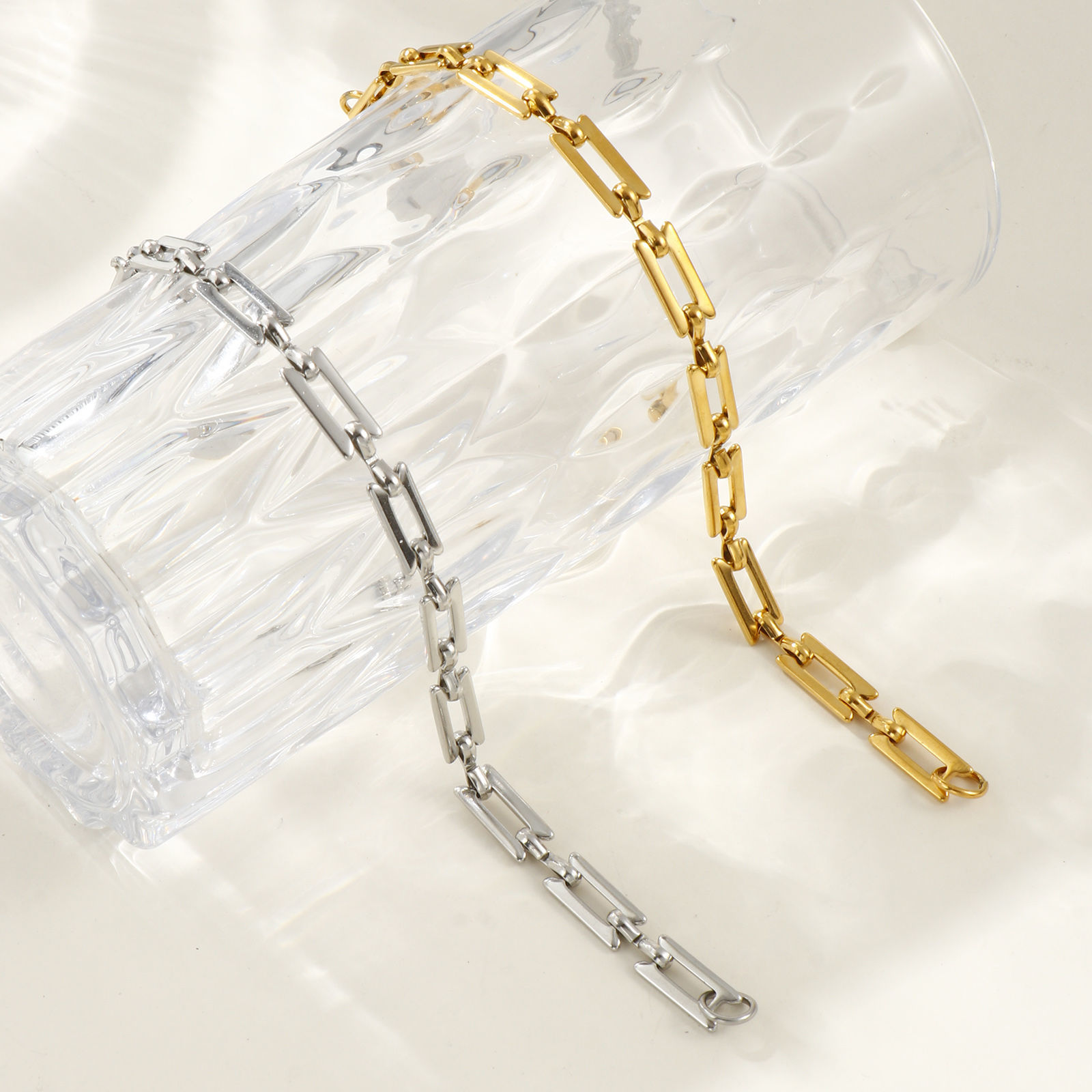 Изображение 1 ШТ Экологичный Элегантный Изысканный Разноцветный 304 Нержавеющая Сталь Ручной Работы Цепь Браслеты Для женщин подарок 20см длина