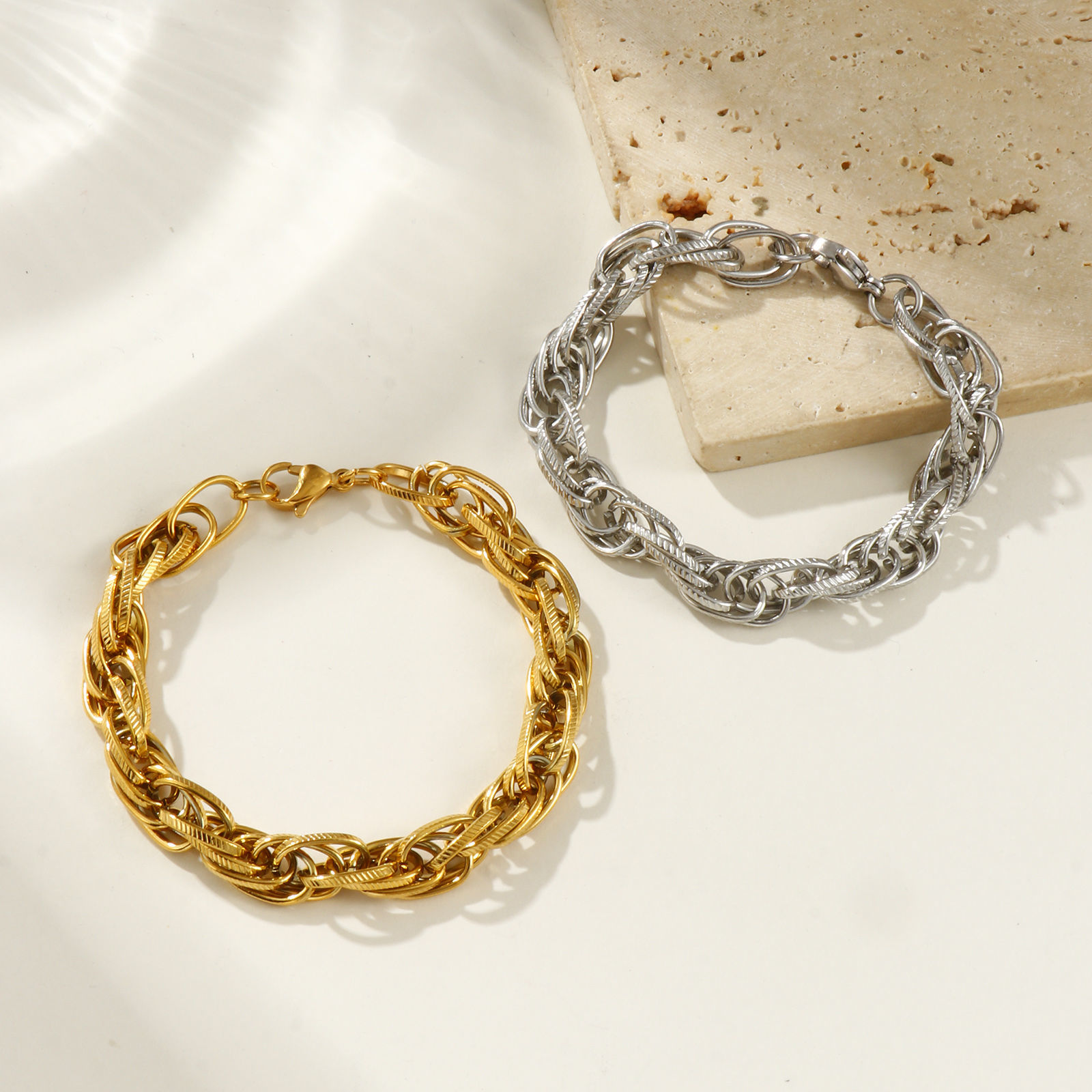 Immagine di 1 Piece Eco-friendly Dainty Exquisite Multicolor 304 Stainless Steel Handmade Link Chain Bracelets For Women Gift 20cm(7.9") long