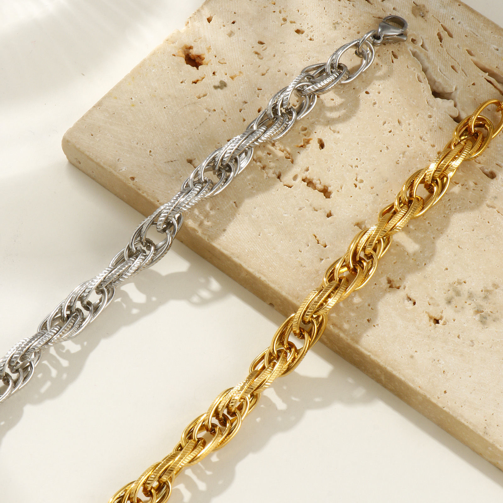 Immagine di 1 Piece Eco-friendly Dainty Exquisite Multicolor 304 Stainless Steel Handmade Link Chain Bracelets For Women Gift 20cm(7.9") long