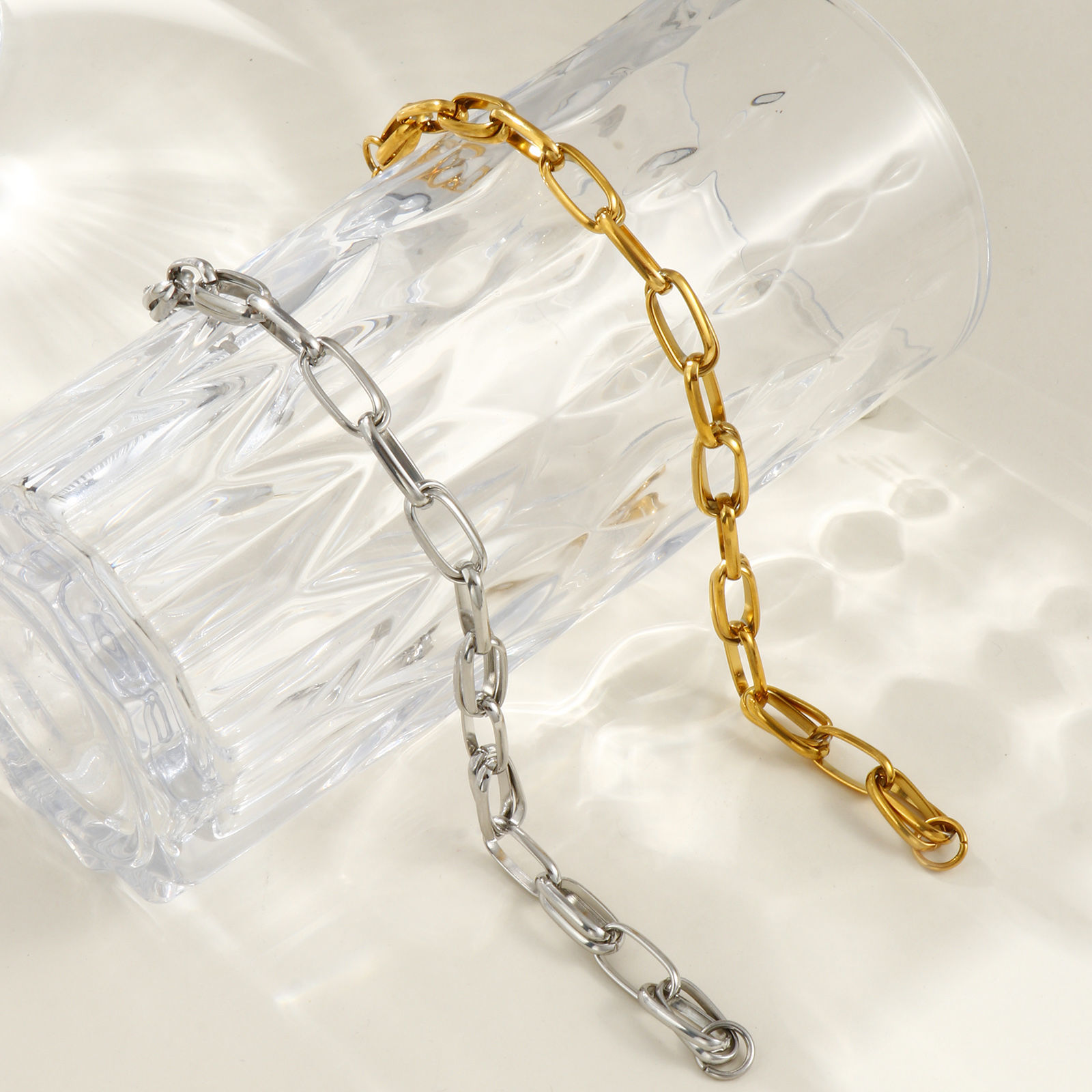 Immagine di 1 Piece Eco-friendly Dainty Exquisite Multicolor 304 Stainless Steel Handmade Link Chain Bracelets For Women Gift 19.5cm(7 5/8") long