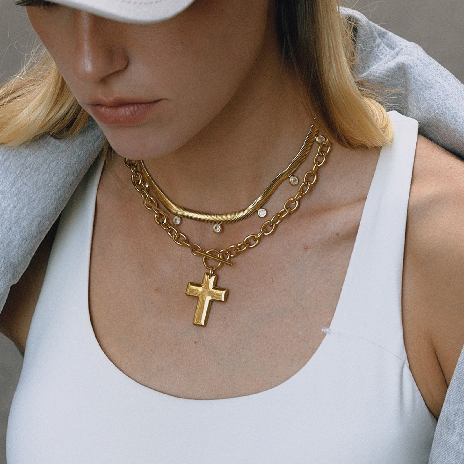 Изображение 18K Real Gold Plated Pendant Charm Necklace, 304 Stainless Steel For Women, Exquisite Stylish Gift, Vacuum Plating, 1 Piece