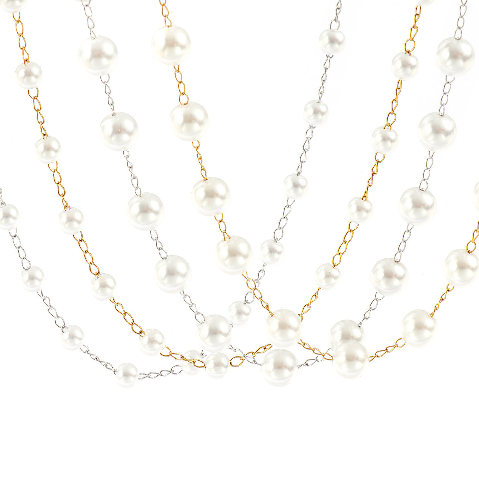 Bild von Bunt Perlenkette Halskette, 304 Edelstahl & Acryl 42cm + 5cm, Für Frauen, Weiß Einfach und lässig Exquisit Geschenk, Umweltfreundlich