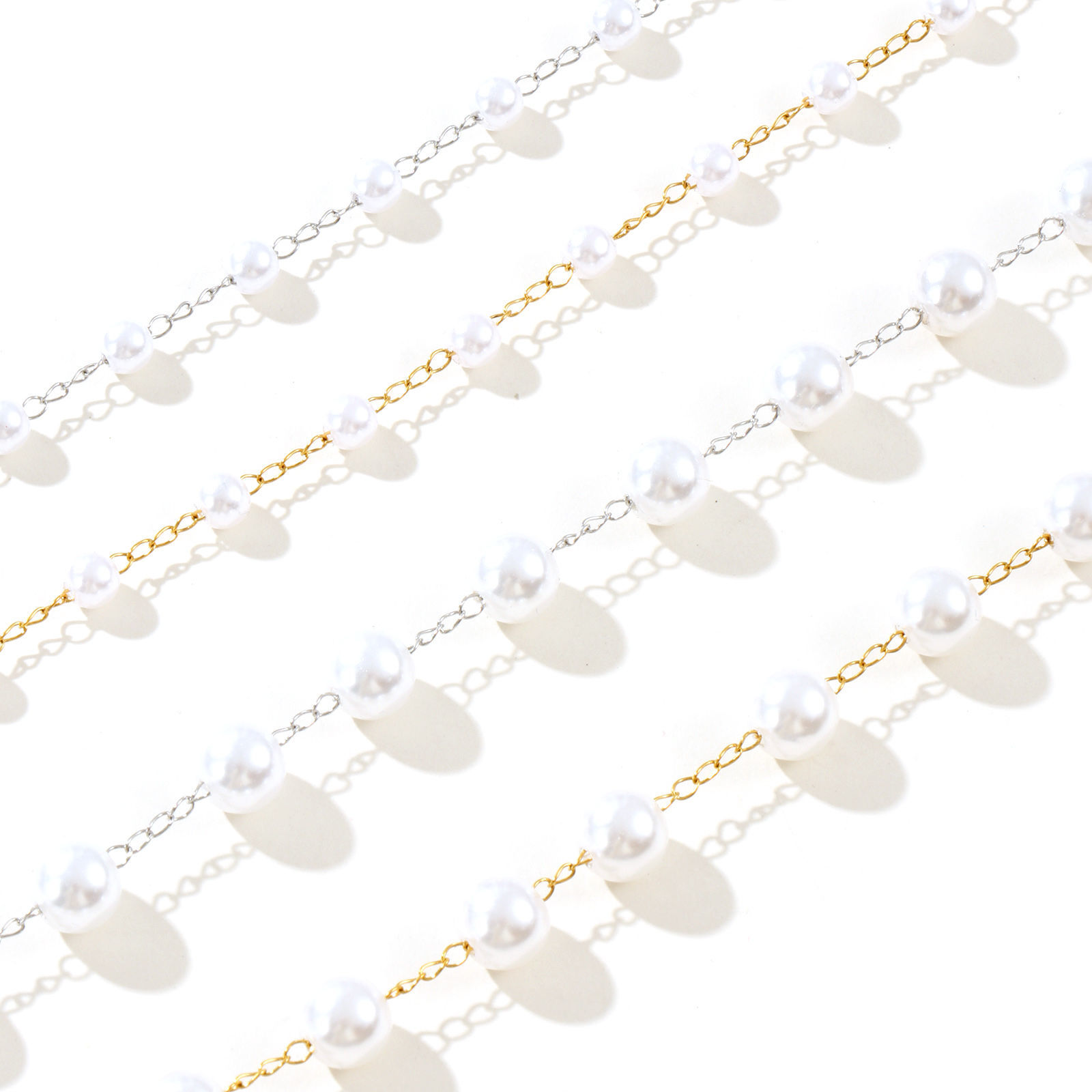 Bild von Bunt Perlenkette Halskette, 304 Edelstahl & Acryl 42cm + 5cm, Für Frauen, Weiß Einfach und lässig Exquisit Geschenk, Umweltfreundlich