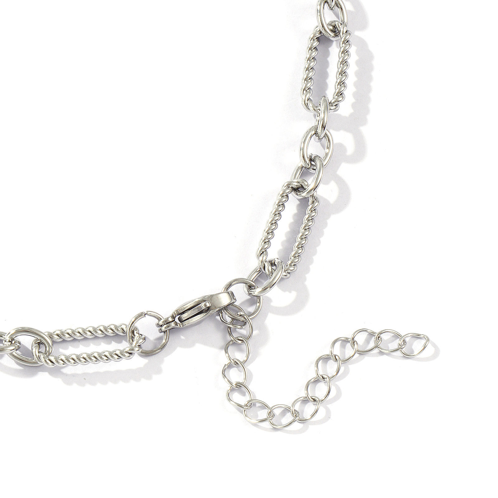 Bild von Silberfarbe Handgefertigte Gliederkette Halskette, 304 Edelstahl 40cm + 5cm, Für Frauen, Einfach und lässig Exquisit Geschenk, Umweltfreundlich