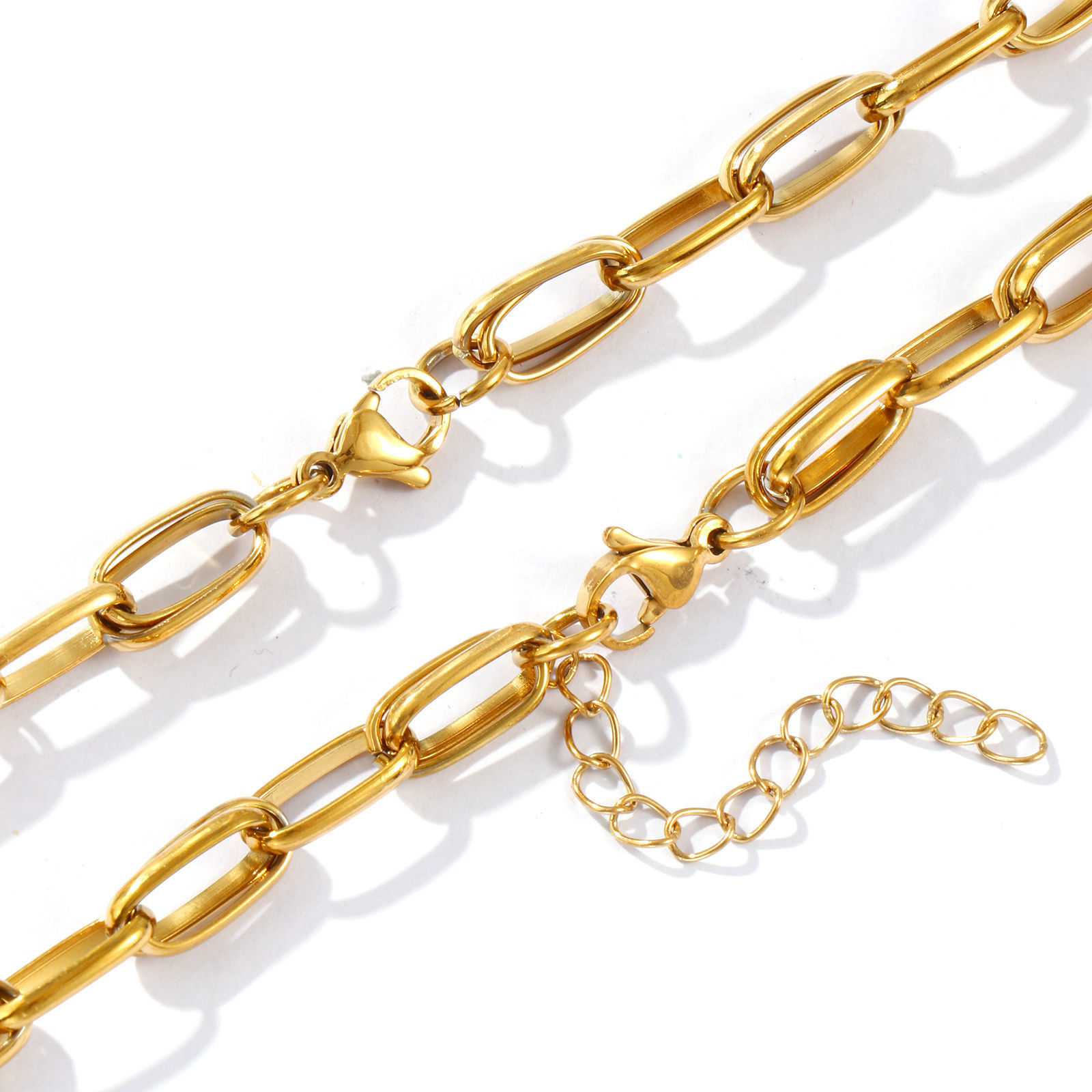 Picture of 18K Real Gold Plated Handmade Link Chain Necklace, 304 Stainless Steel 40cm(15.7") + 5cm(2"), For Women, Simple & Casual Exquisite Gift, Eco-friendly PVD Vacuum Plating