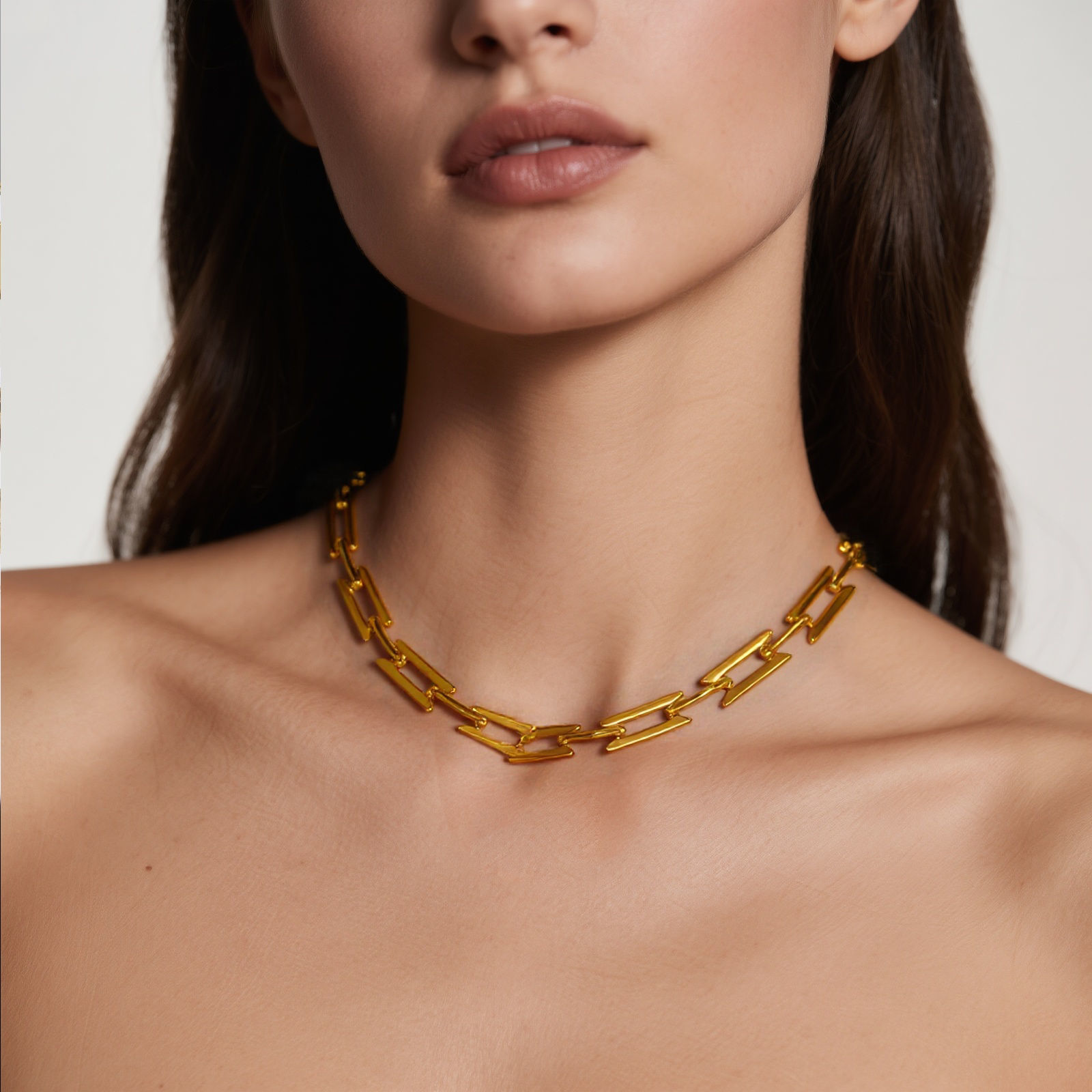 Picture of 18K Real Gold Plated Handmade Link Chain Necklace, 304 Stainless Steel 40cm(15.7") + 5cm(2"), For Women, Simple & Casual Exquisite Gift, Eco-friendly PVD Vacuum Plating