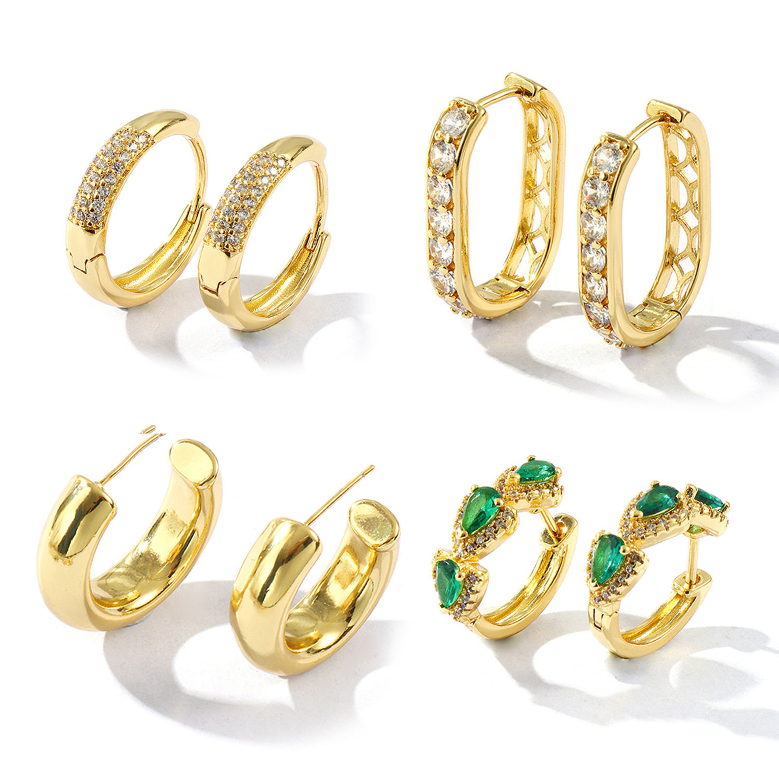 Изображение 1 Pair Eco-friendly Stylish Exquisite 18K Real Gold Plated Brass Hoop Earrings For Women Gift