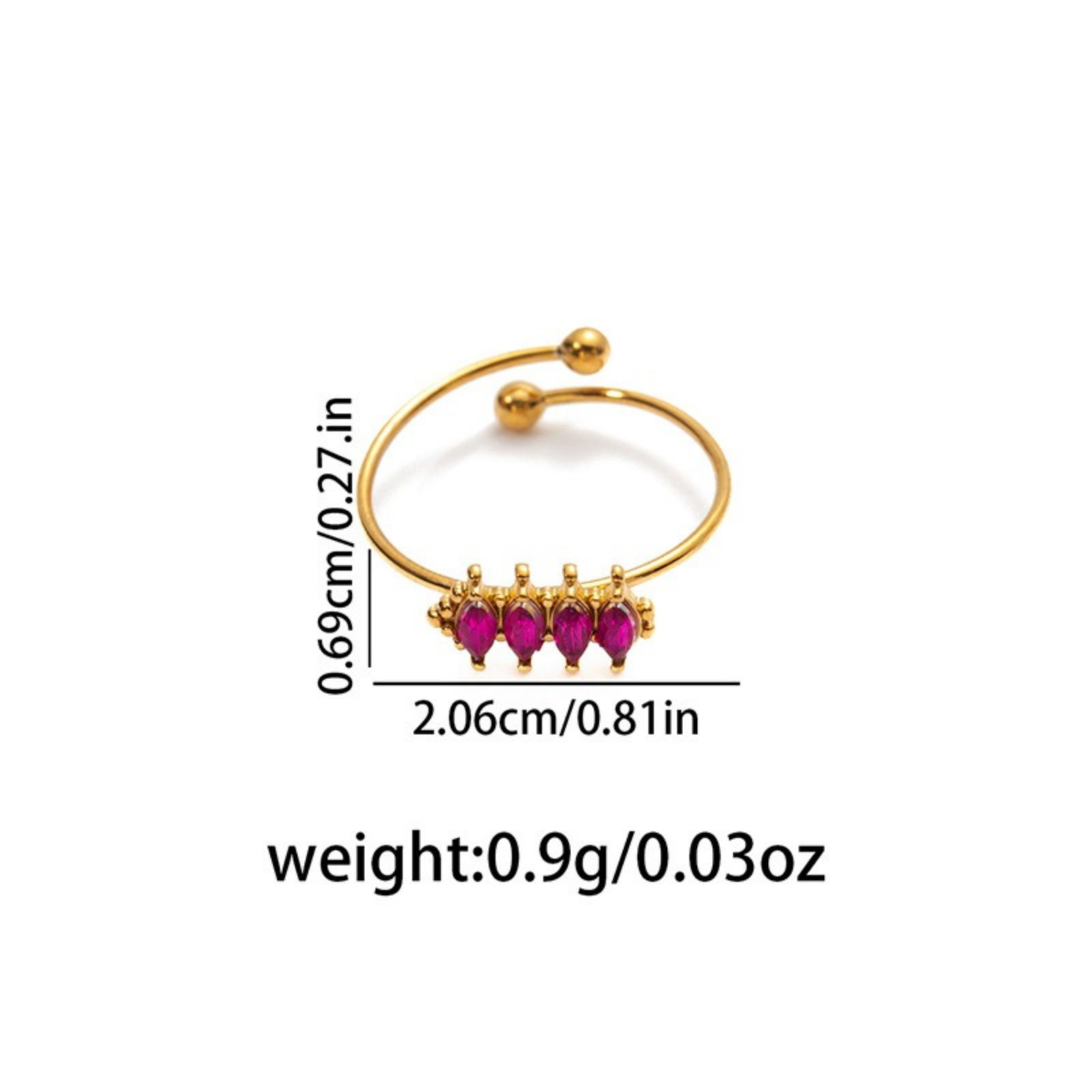 Изображение 1 Piece Eco-friendly Stylish Exquisite 18K Gold Plated Stainless Steel & Cubic Zirconia Open Adjustable Rings For Women Gift 20.6mm(US Size 11)