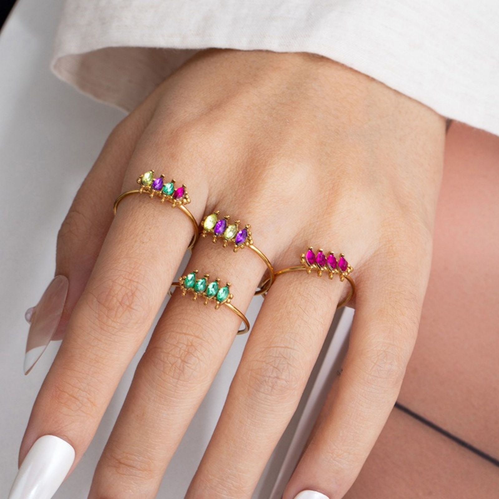 Изображение 1 Piece Eco-friendly Stylish Exquisite 18K Gold Plated Stainless Steel & Cubic Zirconia Open Adjustable Rings For Women Gift 20.6mm(US Size 11)