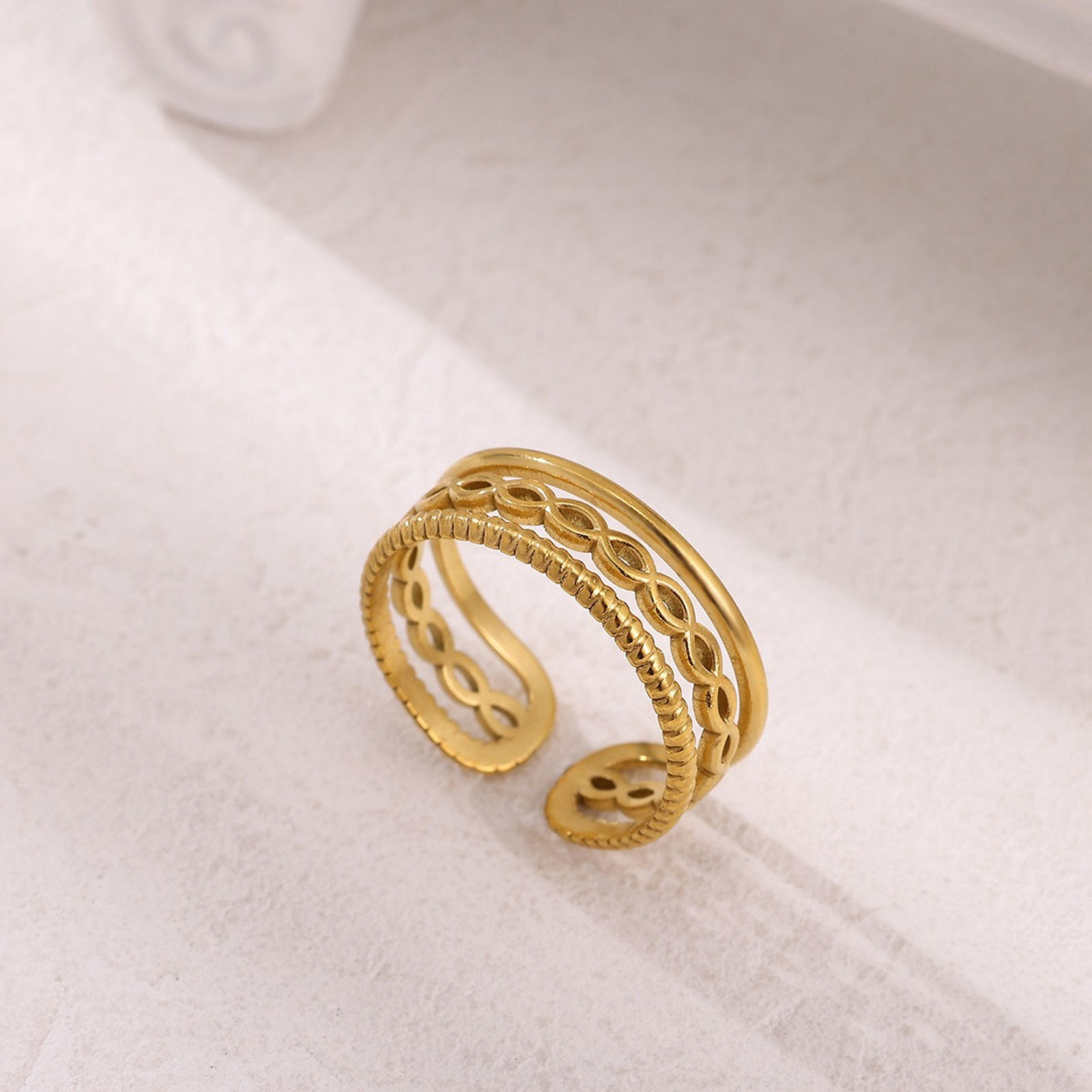 Imagen de 1 Piece Eco-friendly Stylish Exquisite 18K Gold Plated 304 Stainless Steel Open Adjustable Rings For Women Gift