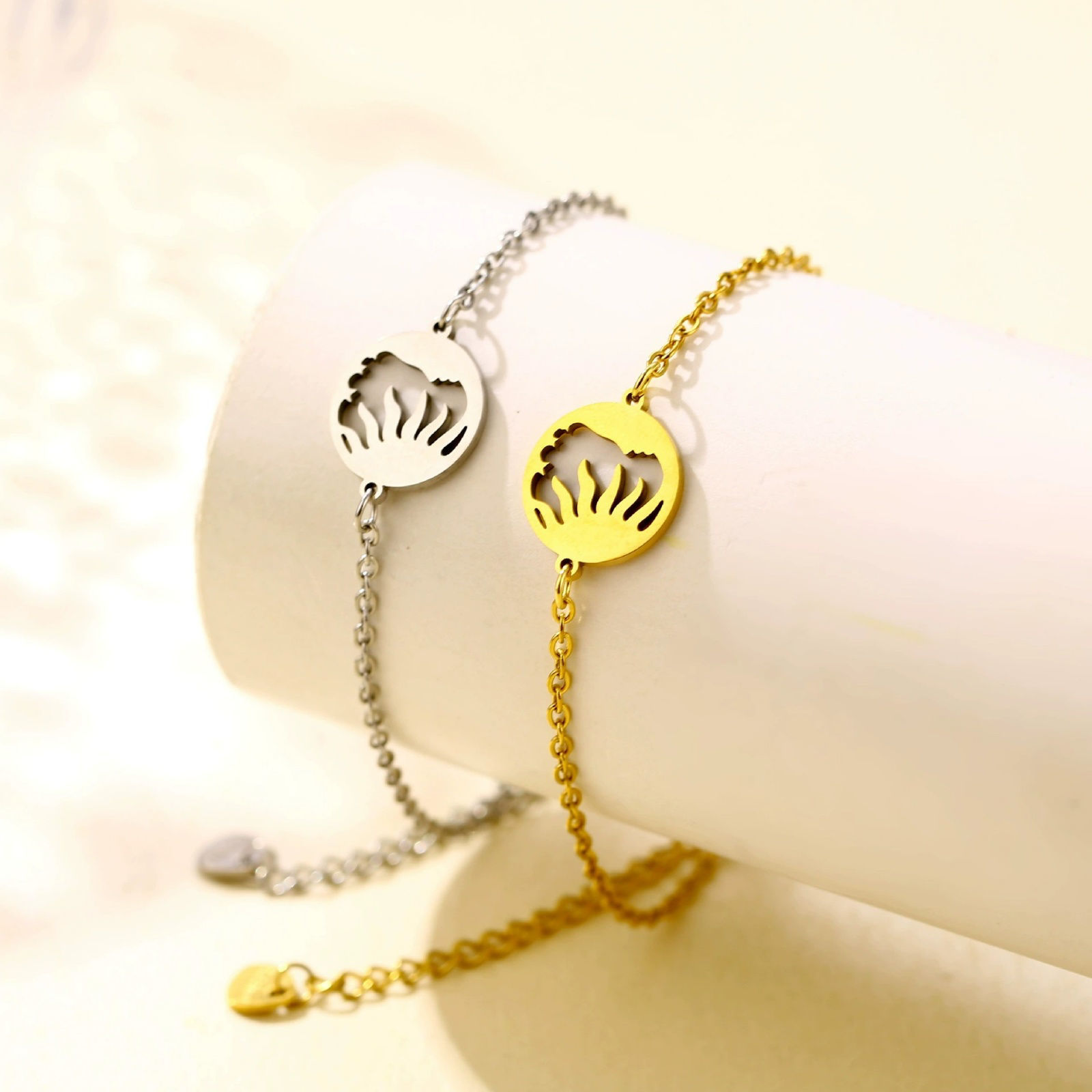 Imagen de 1 Unidad Respetuoso del Medio Ambiente Elegante Galaxia Multicolor 201 Acero Inoxidable Sol Pulseras Para Mujeres Regalo 16.5cm longitud