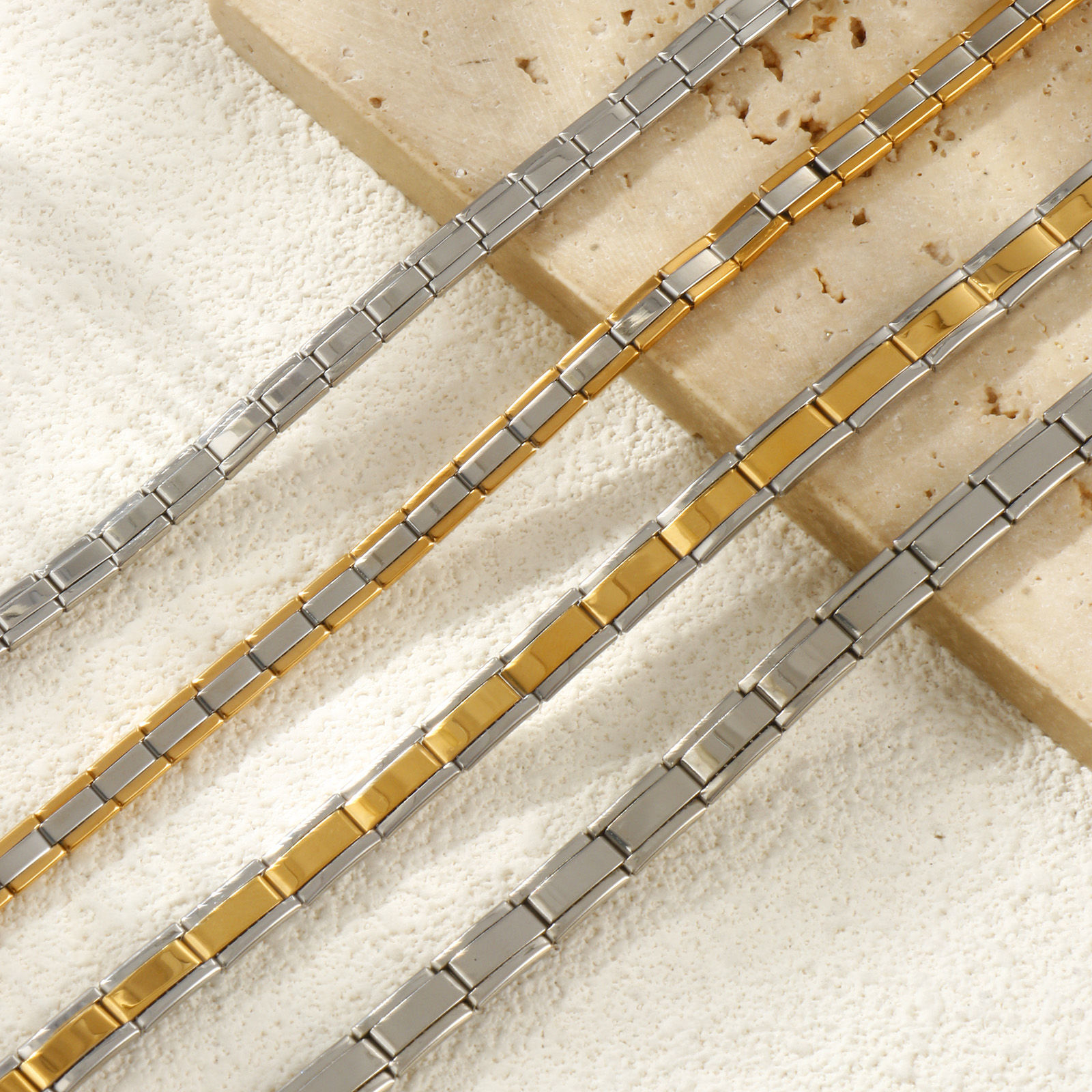 Изображение 1 Piece 304 Stainless Steel Multicolor Italian Charm Links Modular Bracelets, Retro Stylish For Women Gift Eco-friendly