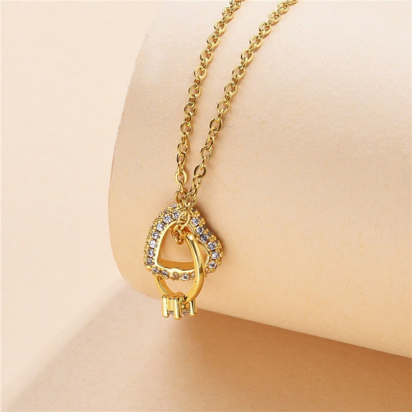 Изображение 18K Gold Plated Pendant Charm Necklace, 304 Stainless Steel & Brass 40cm(15.7") + 5cm(2"), For Women, Valentine's Day Dainty Gift, Eco-friendly, 1 Piece