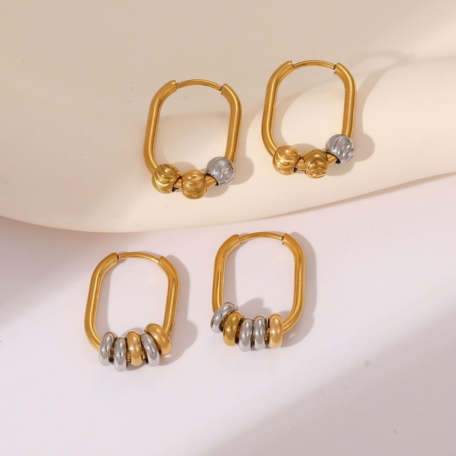 Изображение 1 Pair Vacuum Plating Dainty Stylish Multicolor 304 Stainless Steel Hoop Earrings For Women Gift