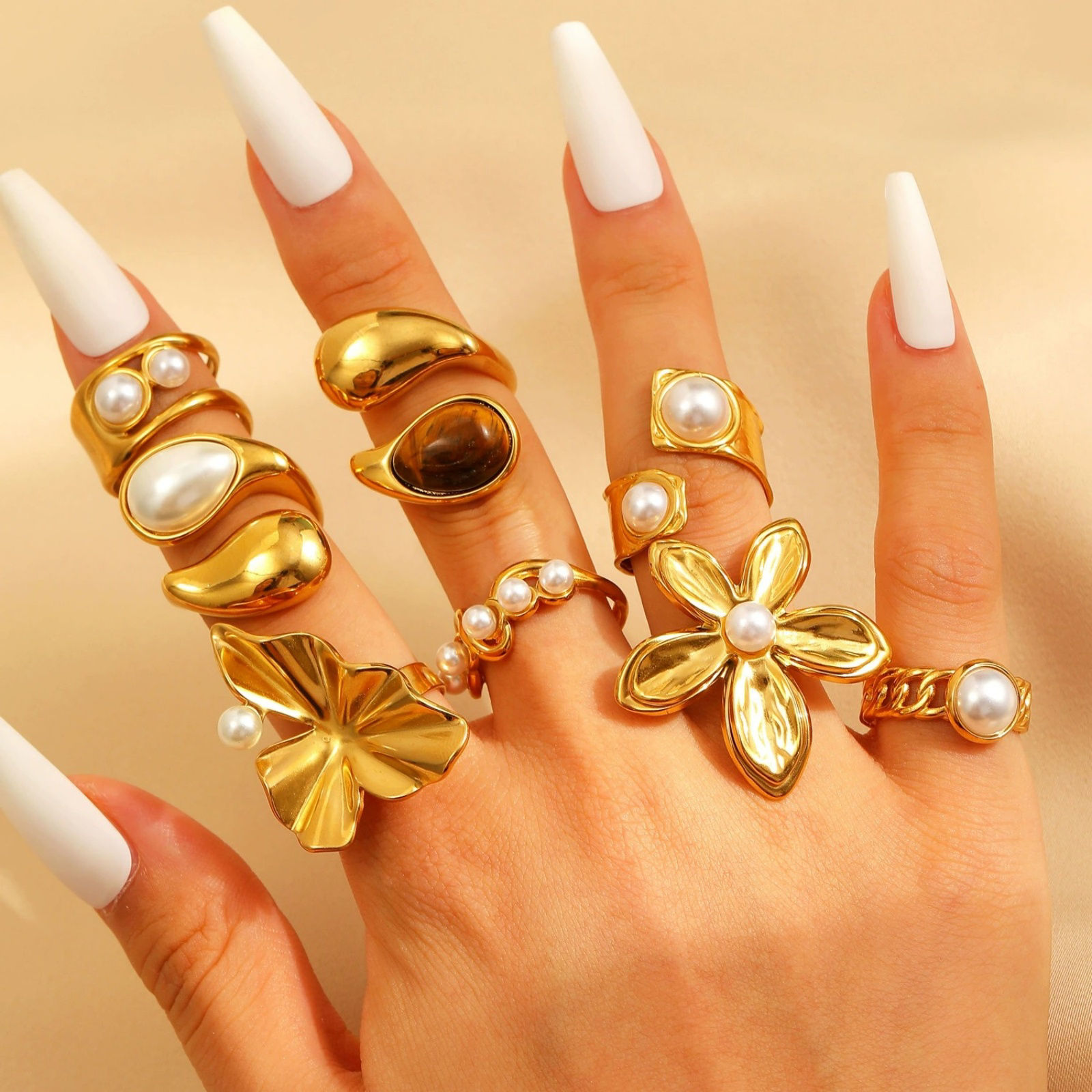 Bild von 1 Piece Eco-friendly PVD Vacuum Plating Waterproof Anti-Tarnish Hypoallergenic Dainty Stylish 18K Real Gold Plated 304 Stainless Steel Rings For Women Gift