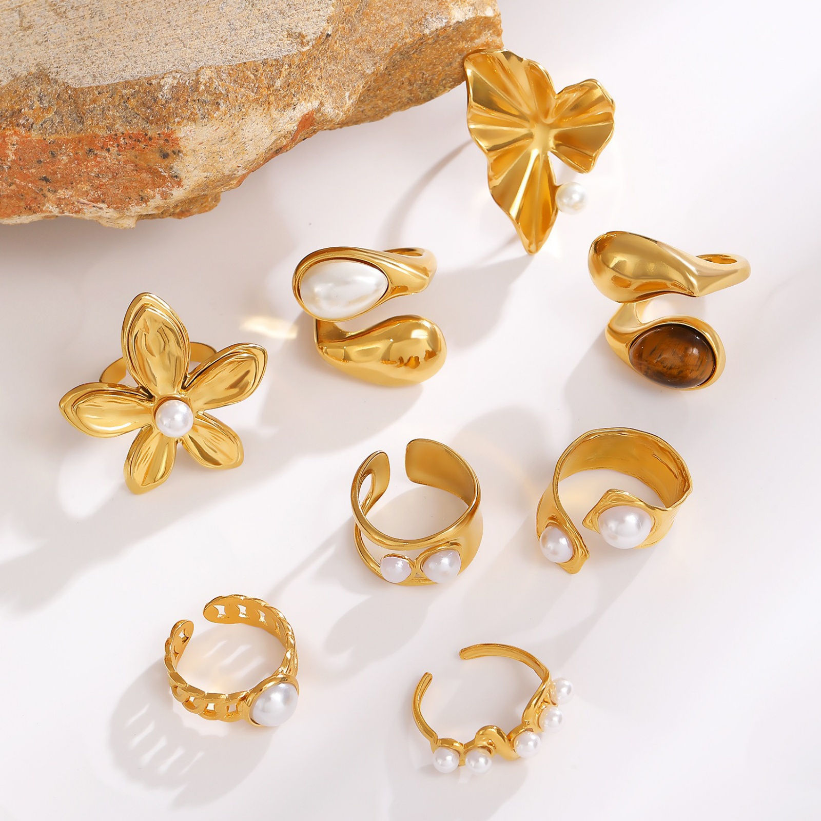 Bild von 1 Piece Eco-friendly PVD Vacuum Plating Waterproof Anti-Tarnish Hypoallergenic Dainty Stylish 18K Real Gold Plated 304 Stainless Steel Rings For Women Gift