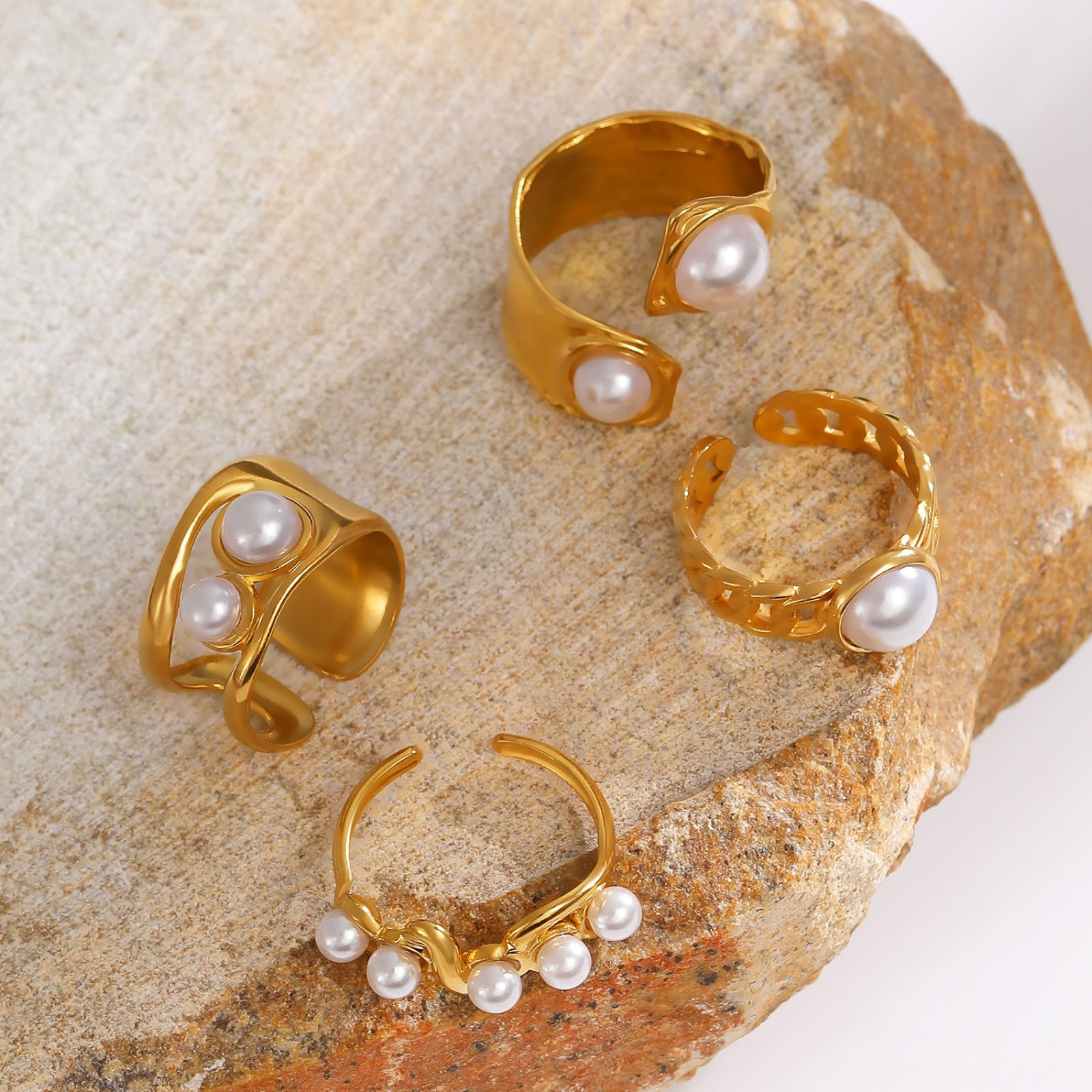 Bild von 1 Piece Eco-friendly PVD Vacuum Plating Waterproof Anti-Tarnish Hypoallergenic Dainty Stylish 18K Real Gold Plated 304 Stainless Steel Rings For Women Gift