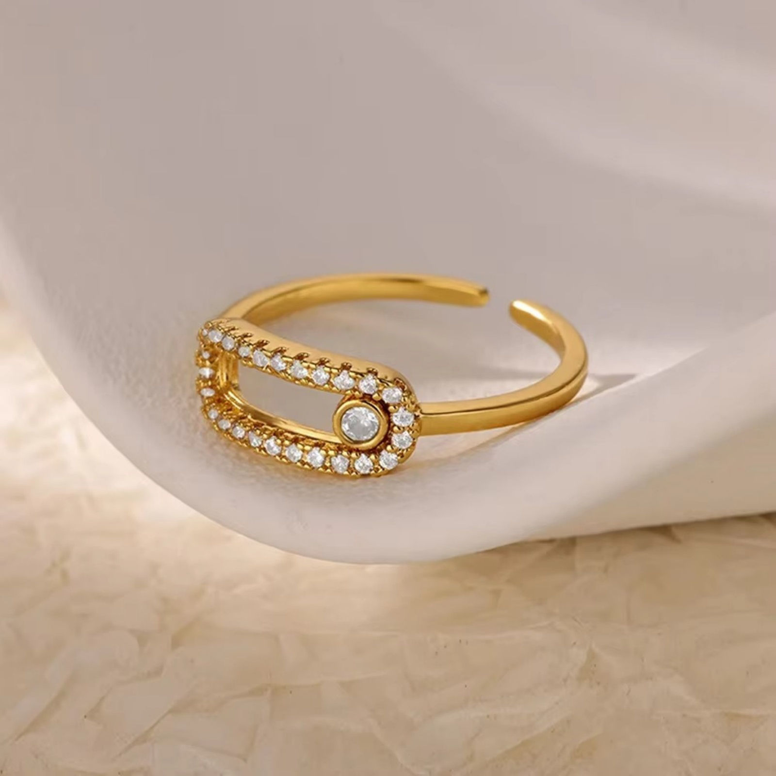 Image de 1 Piece Eco-friendly PVD Vacuum Plating Dainty Stylish 18K Gold Plated 304 Stainless Steel Open Rings For Women Gift