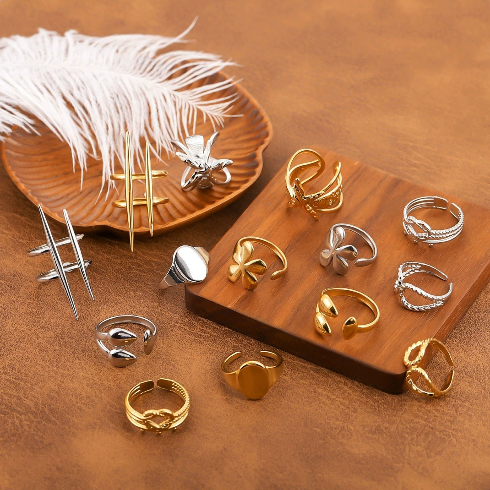 Image de 1 Piece Eco-friendly Dainty Stylish Multicolor 201 Stainless Steel Open Geometric Rings For Women Gift 20mm(US Size 10.25)