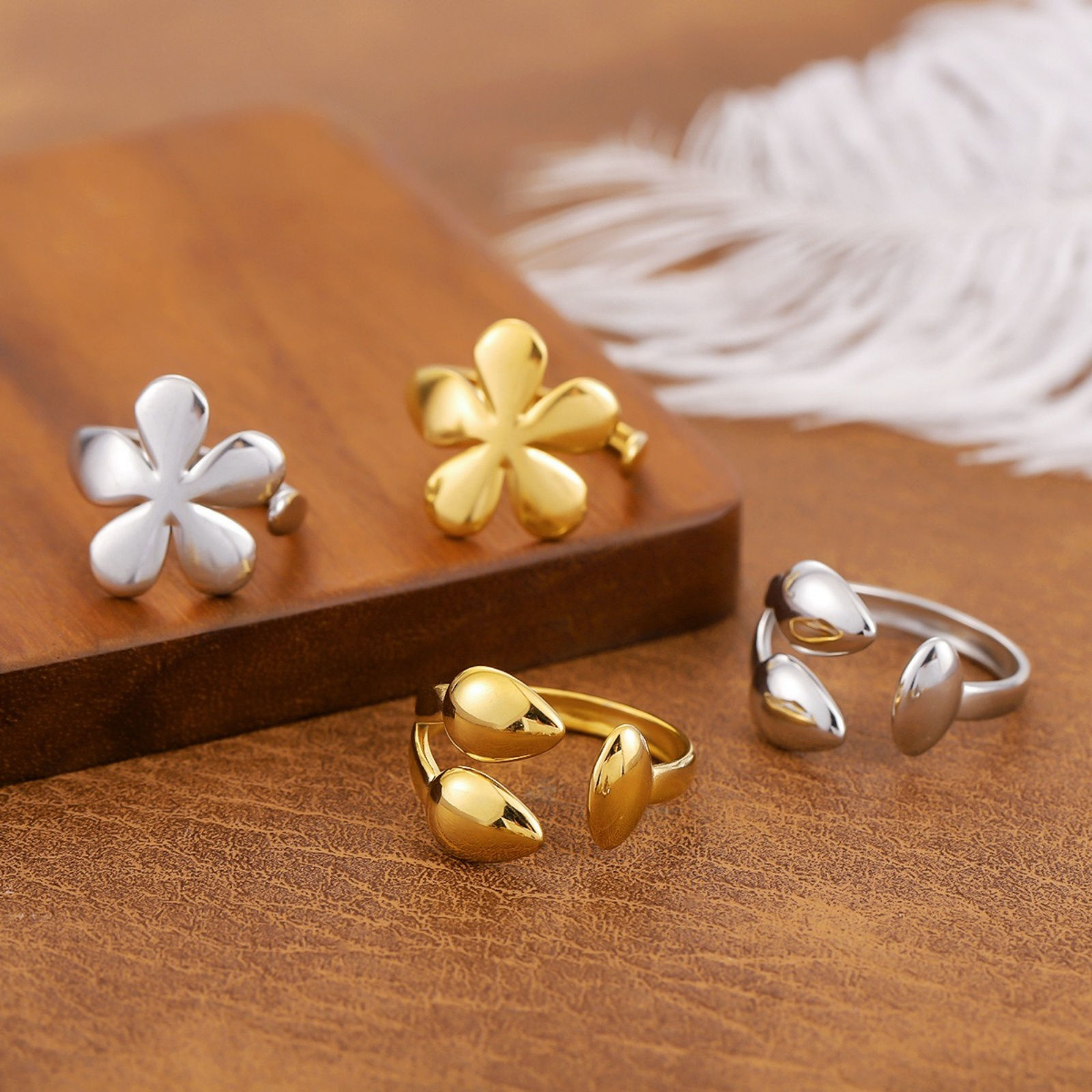 Image de 1 Piece Eco-friendly Dainty Stylish Multicolor 201 Stainless Steel Open Geometric Rings For Women Gift 20mm(US Size 10.25)