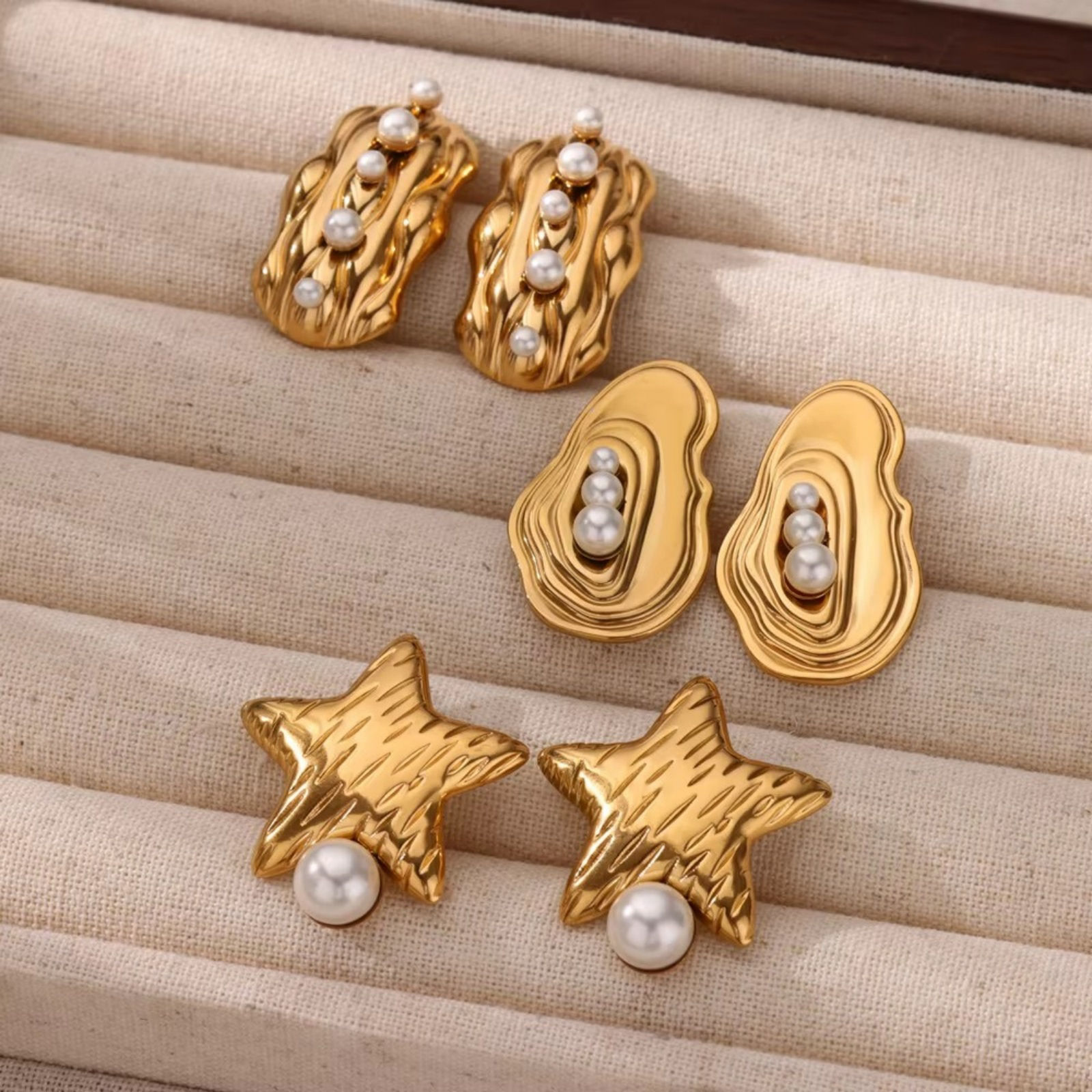 Bild von 1 Pair Vacuum Plating Stylish Exquisite 18K Gold Plated 304 Stainless Steel Ear Post Stud Earrings For Women Gift