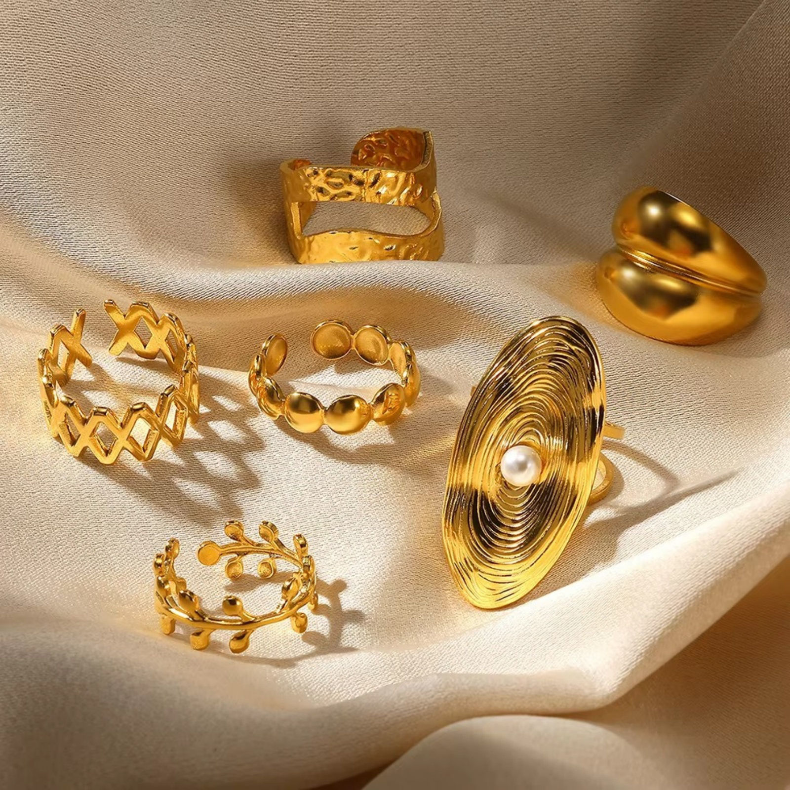 1 Piece Vacuum Plating Dainty Stylish 304 Stainless Steel Open Rings For Women Gift の画像