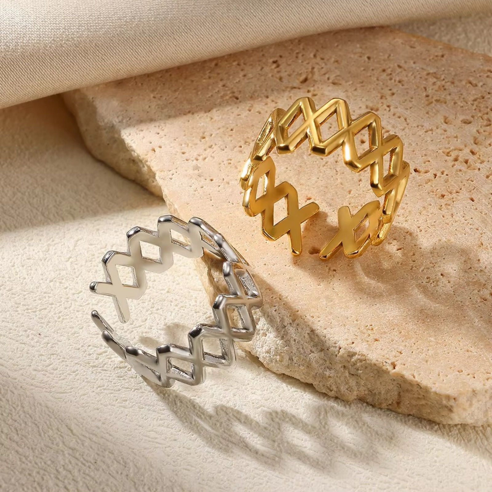 1 Piece Vacuum Plating Dainty Stylish 304 Stainless Steel Open Rings For Women Gift の画像